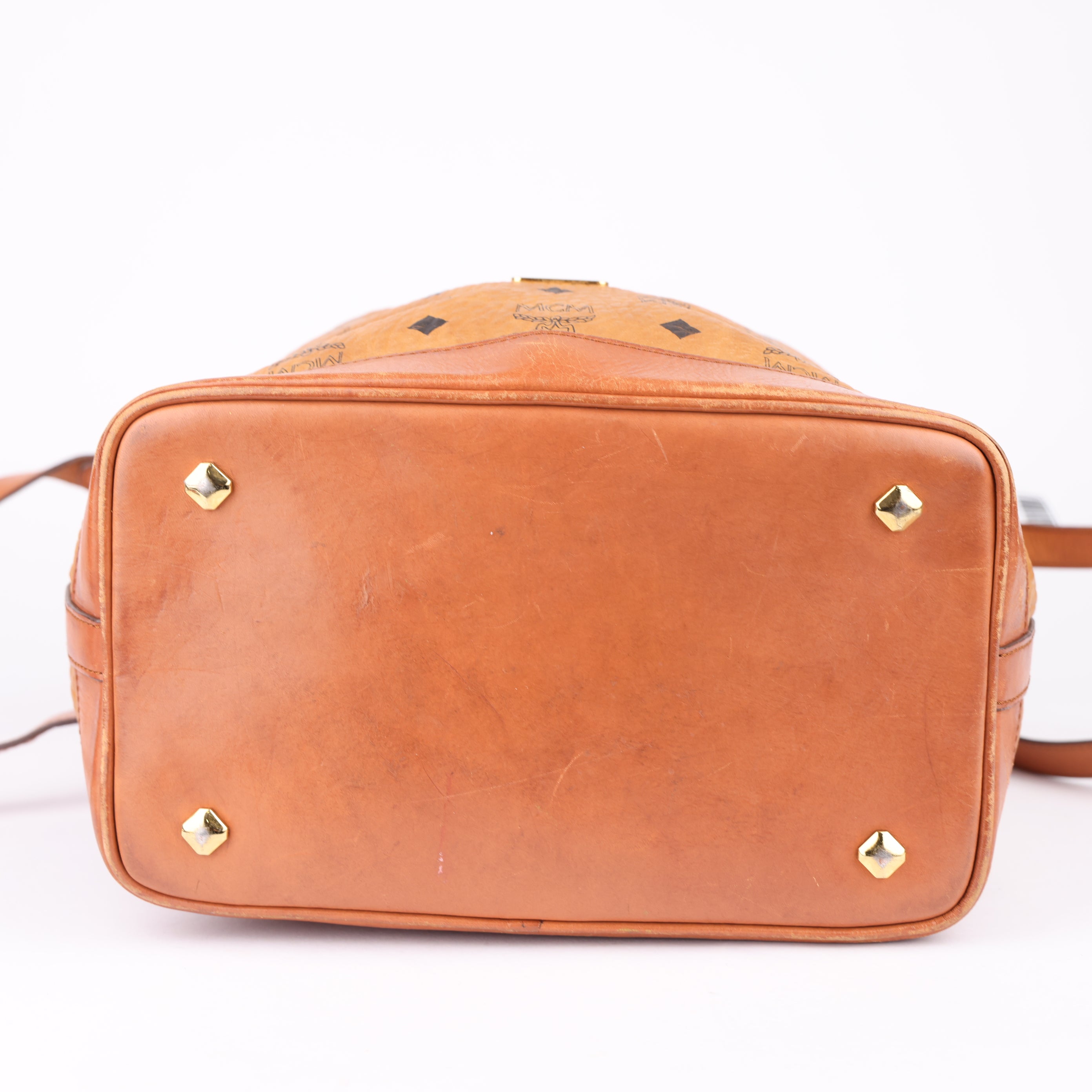 J1702 MCM Cognac Visetos Coated Canvas Bucket Bag- Pre Owned