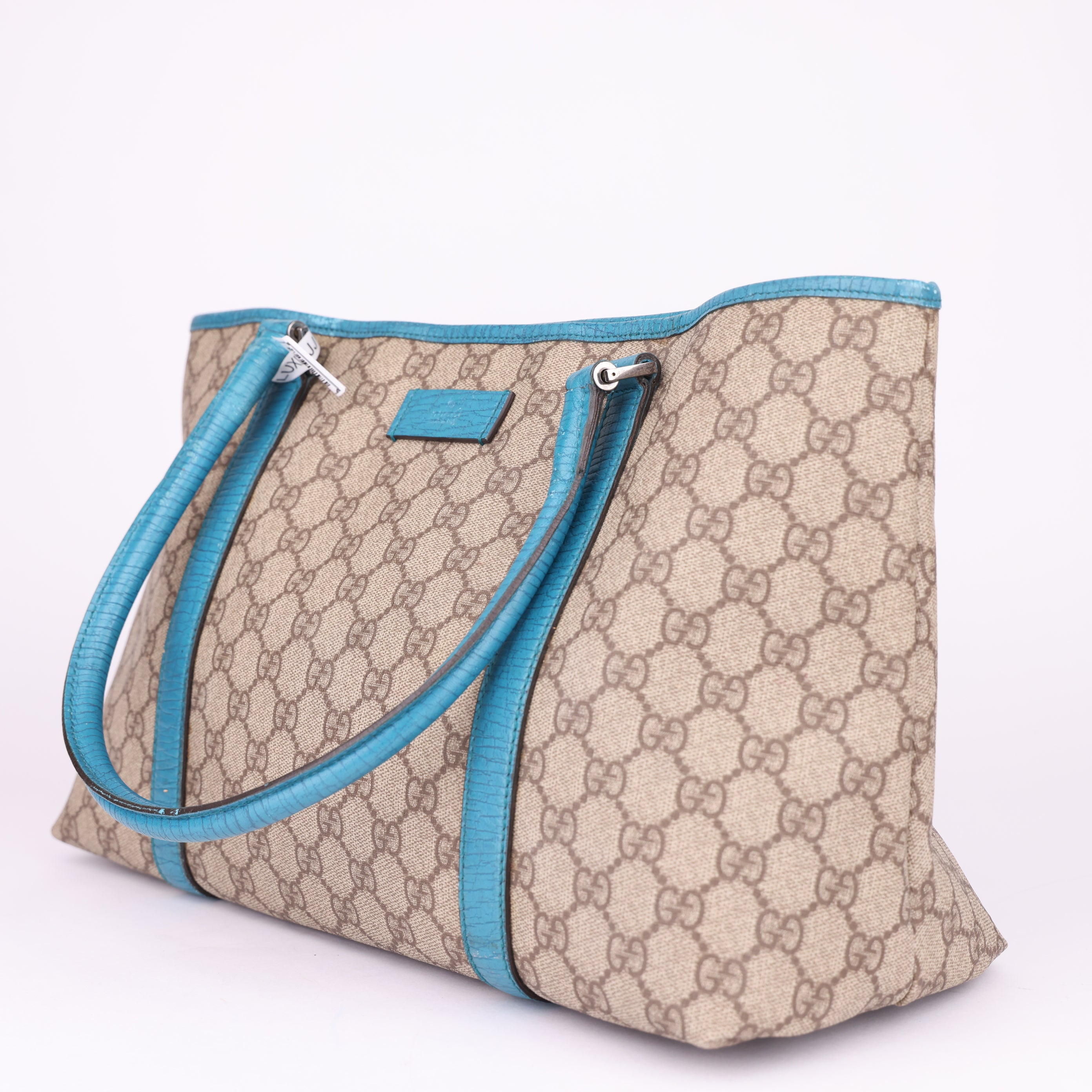 J1700 Gucci Beige and Blue Tote Bag- Pre Owned