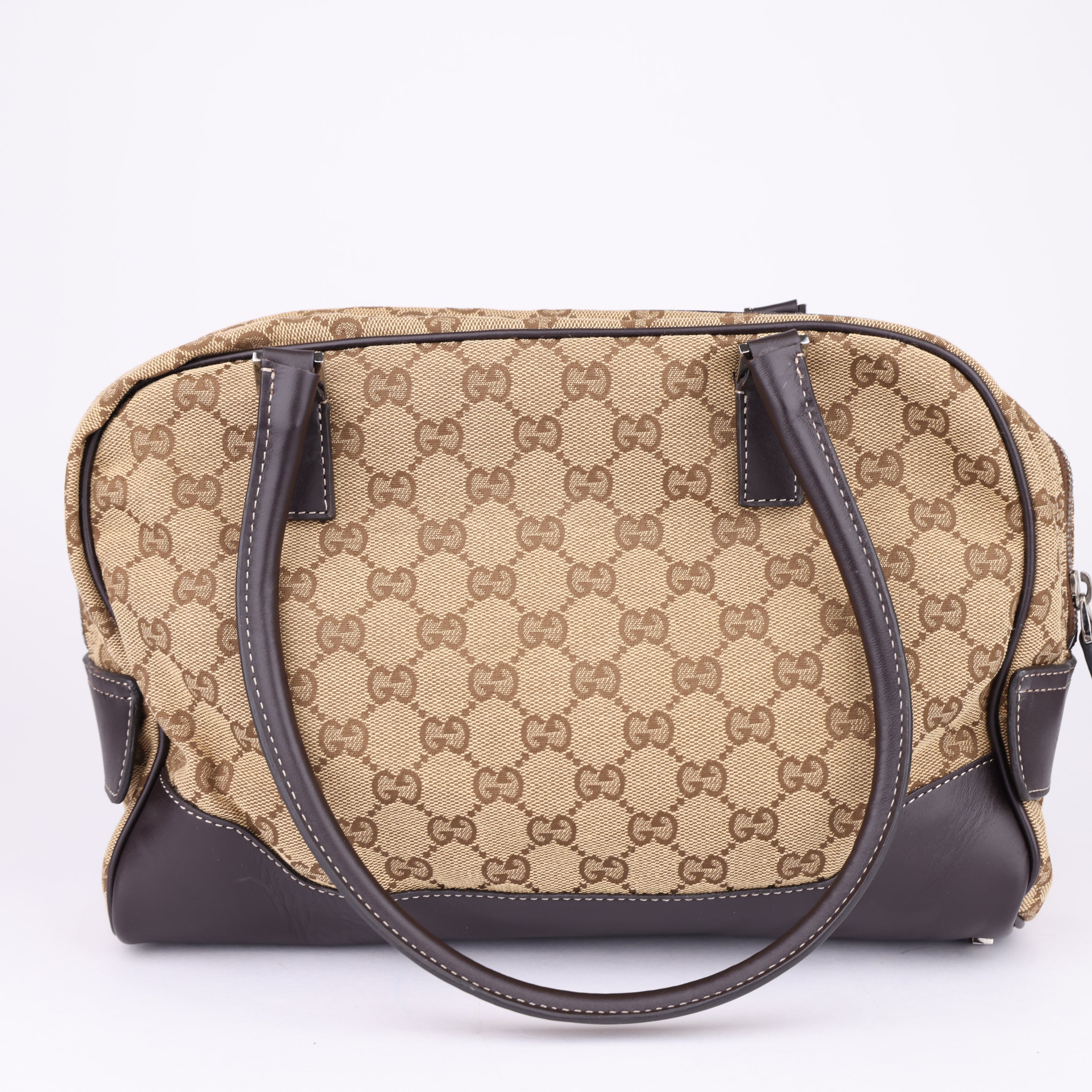 J1693 Gucci Boston Bag Beige GG Embossed - Pre Owned