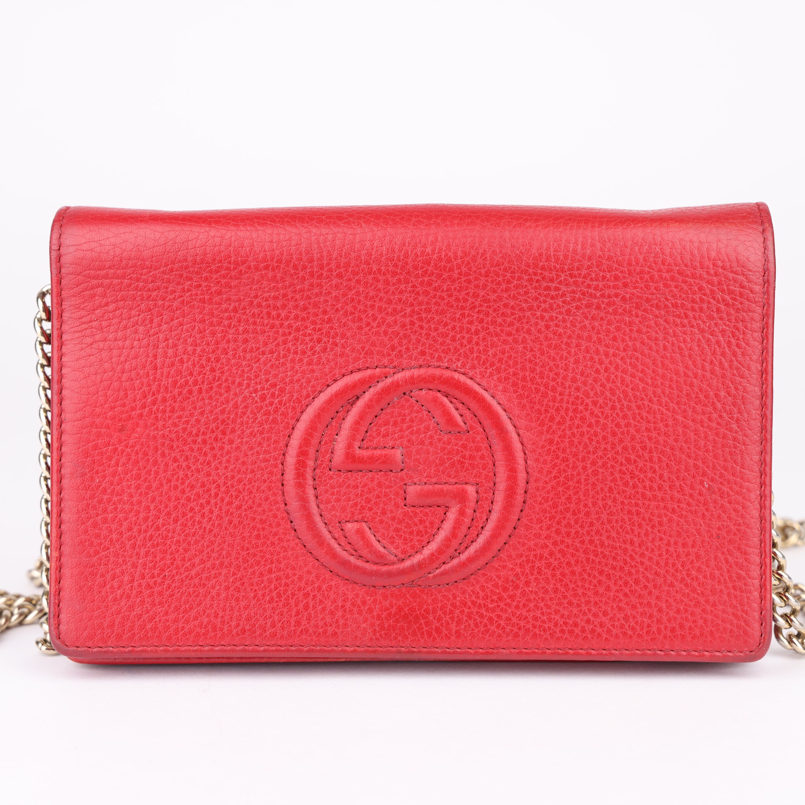 J1697 Gucci Leather Soho Wallet On Chain - Pre Owned