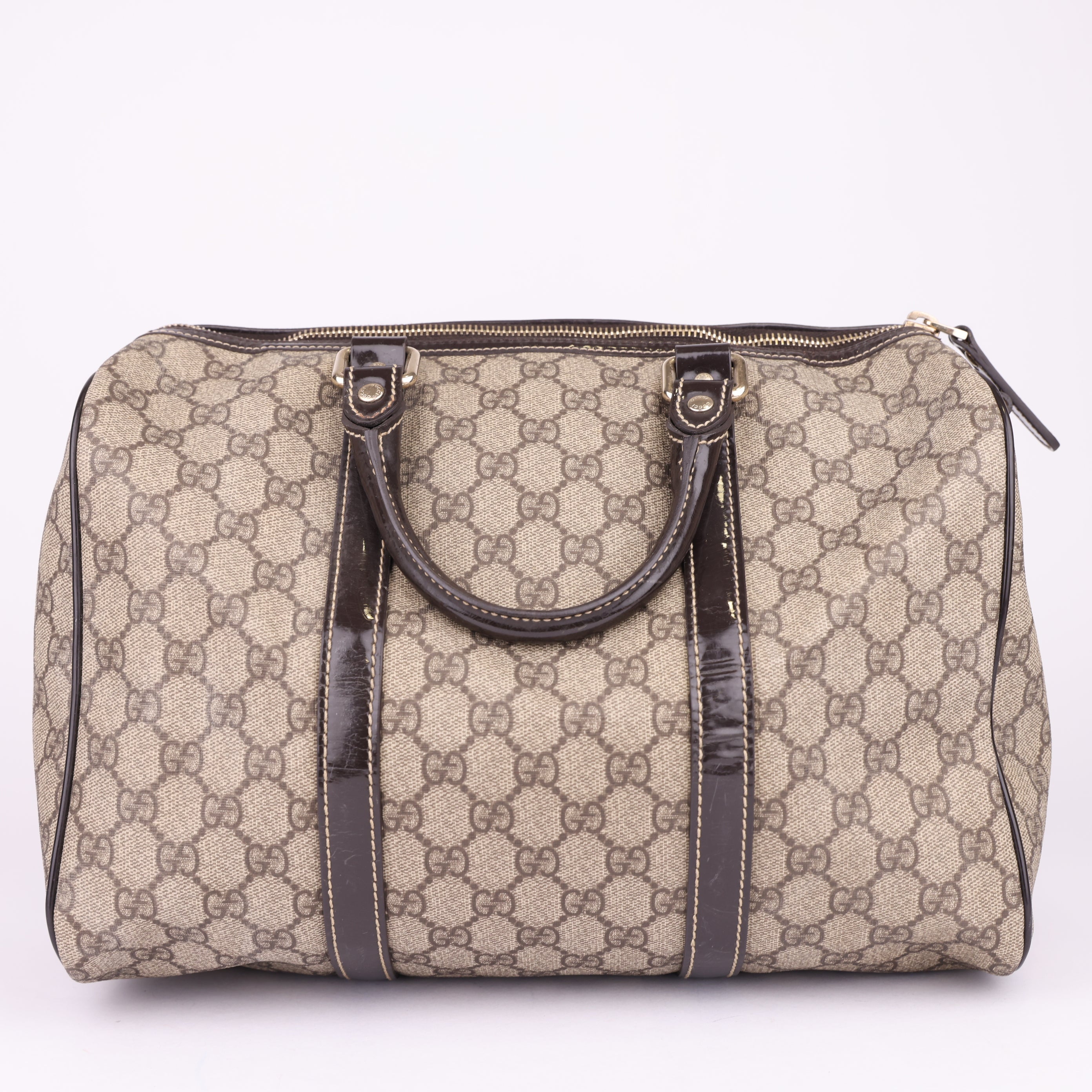 J1695 Gucci Joy Boston Gg Canvas Beige Canvas Handbag - Pre Owned