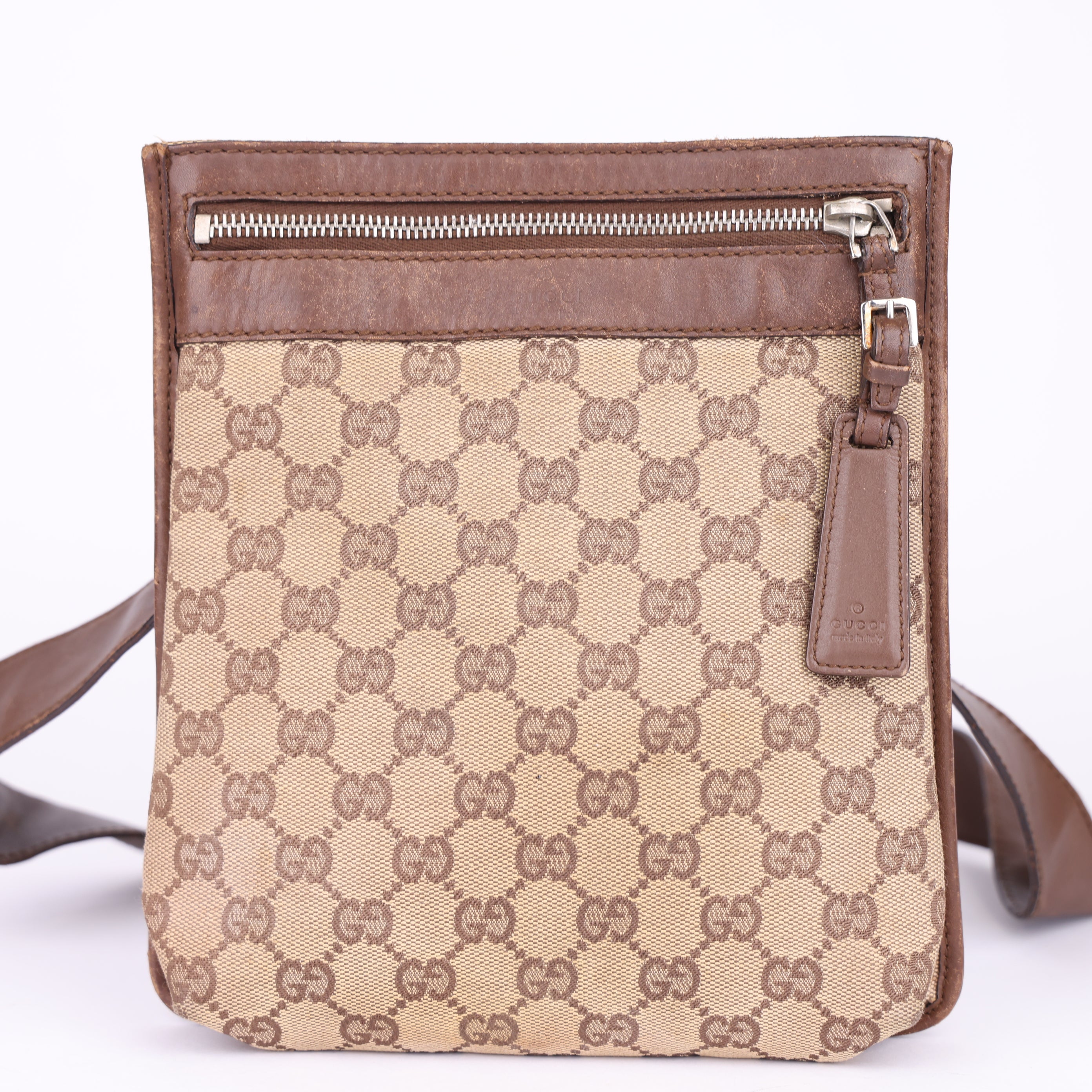 J1671 GUCCI GG Canvas Shoulder Bag Brown- Pre Owned