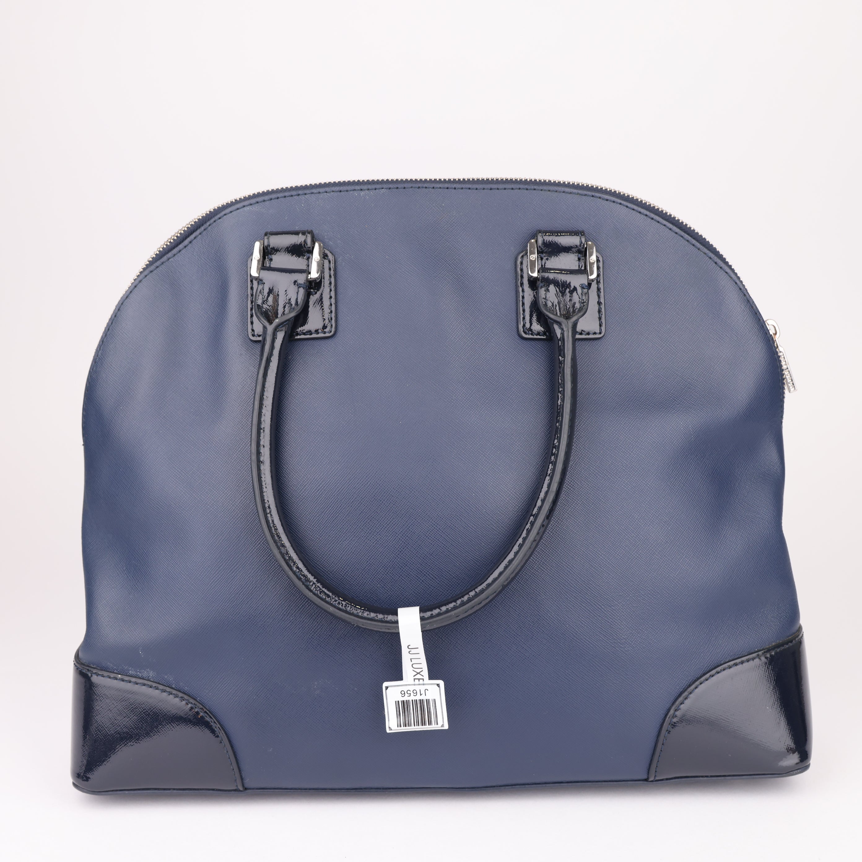 J1656 Tory Burch Navy Leather Shoulder Tote- Pre Owned