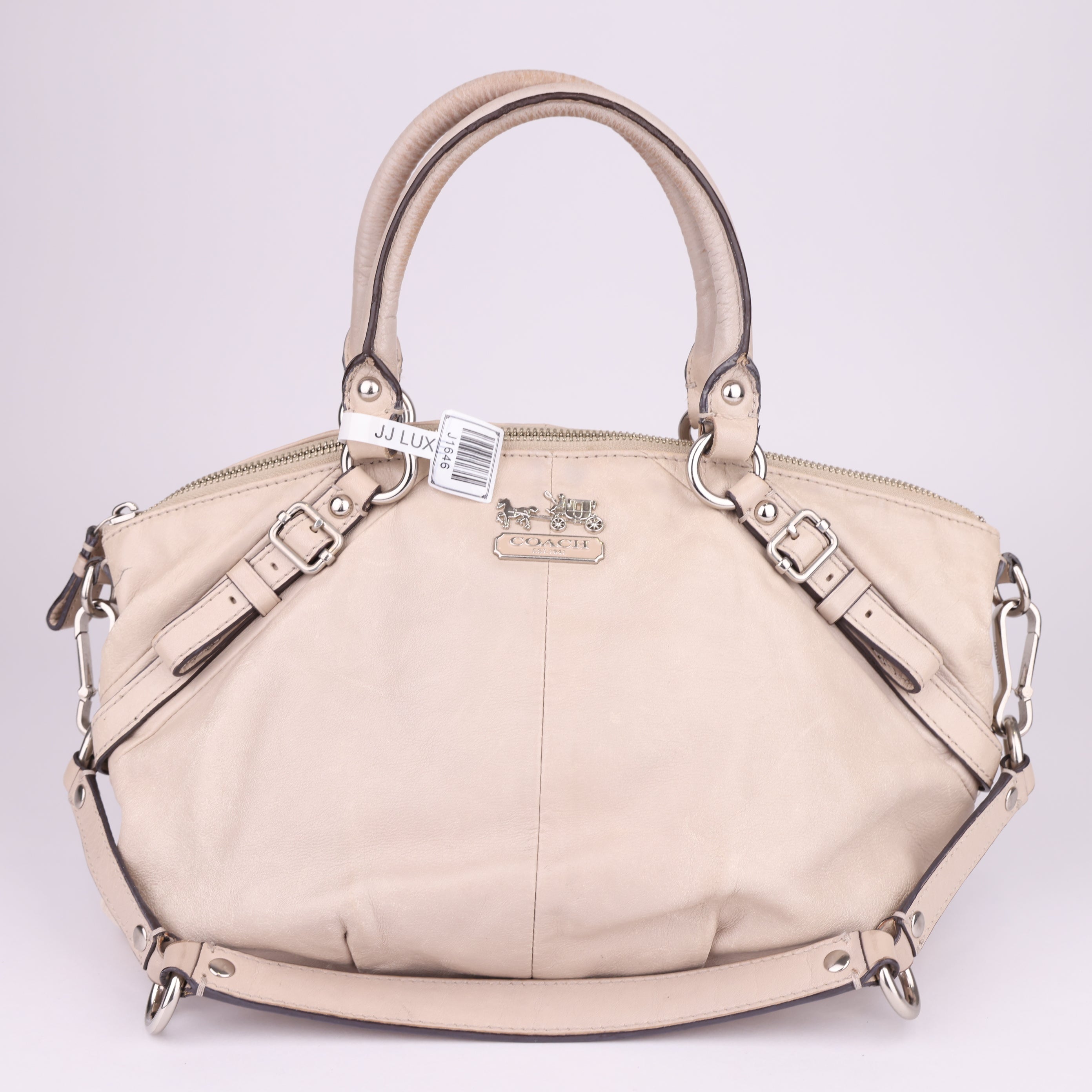 J1646 Coach Maddison Cream Leather Bag- Pre Owned