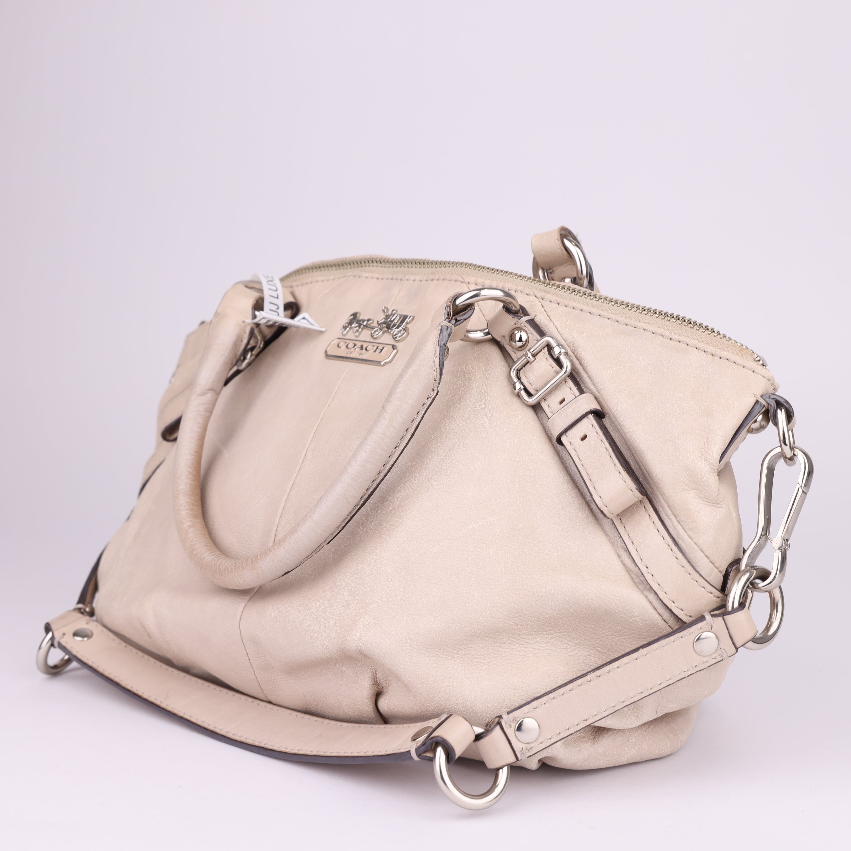 J1646 Coach Maddison Cream Leather Bag- Pre Owned