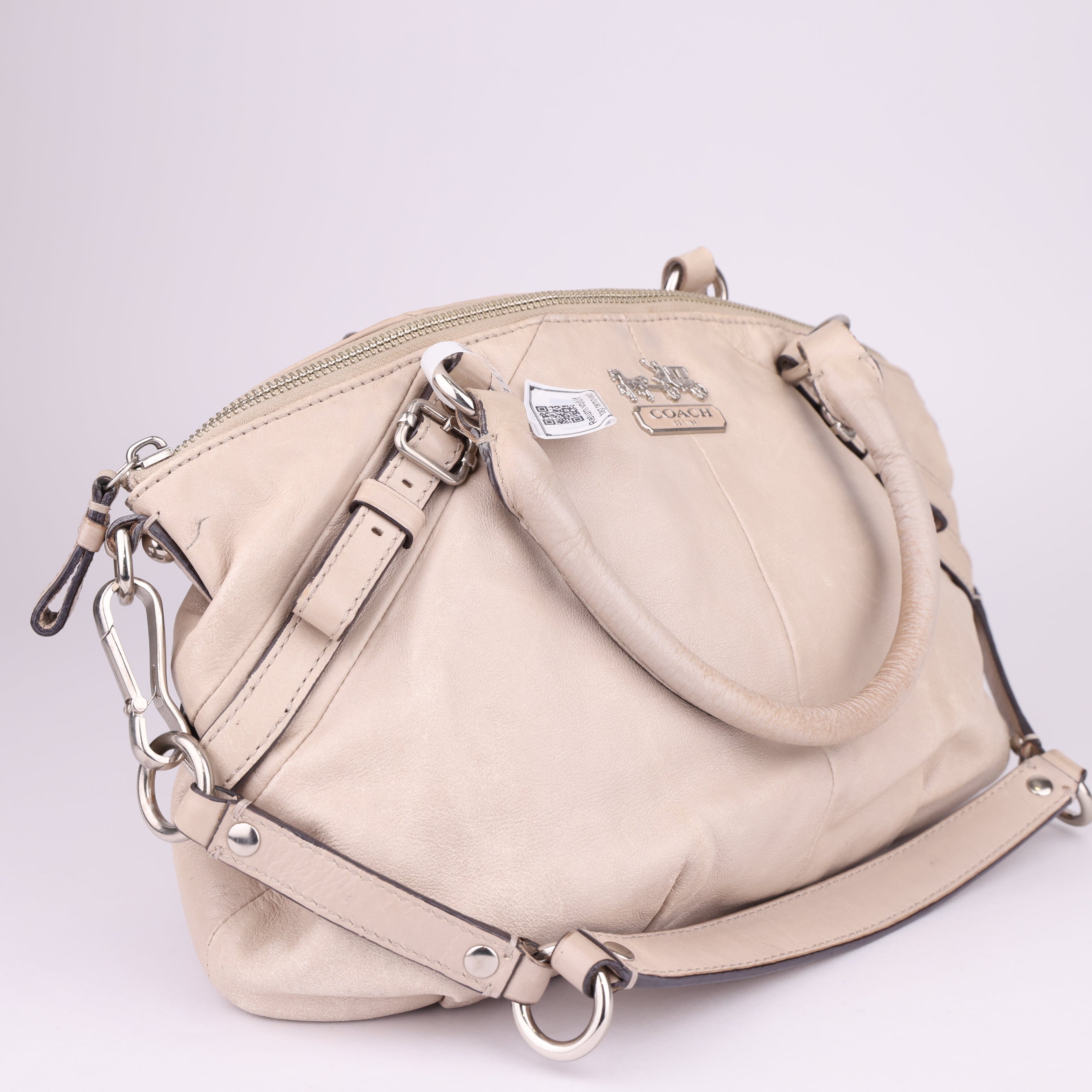 J1646 Coach Maddison Cream Leather Bag- Pre Owned