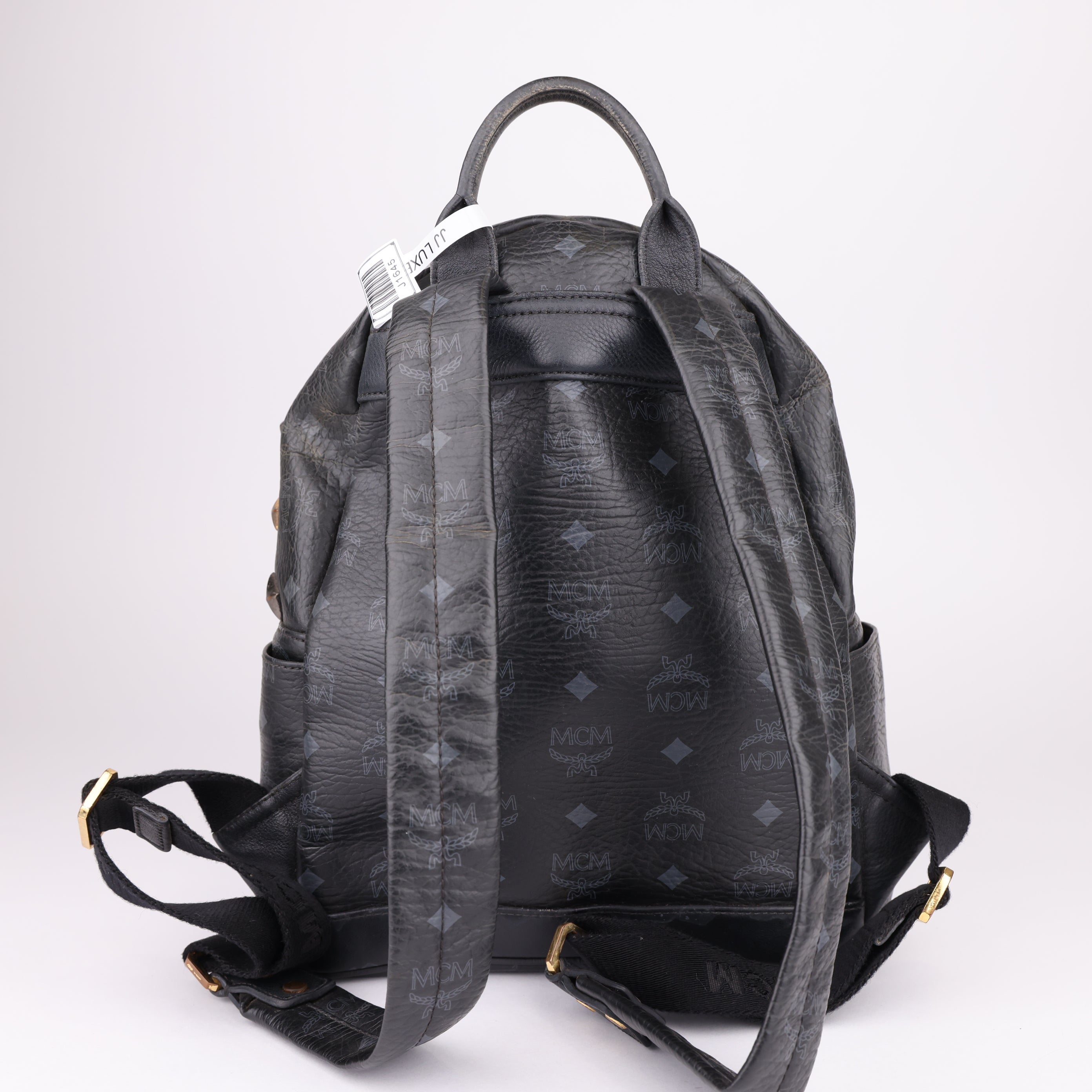 J1645 MCM Stark Side Stud Silver x Gold Hardware Backpack Rucksack- Pre Owned