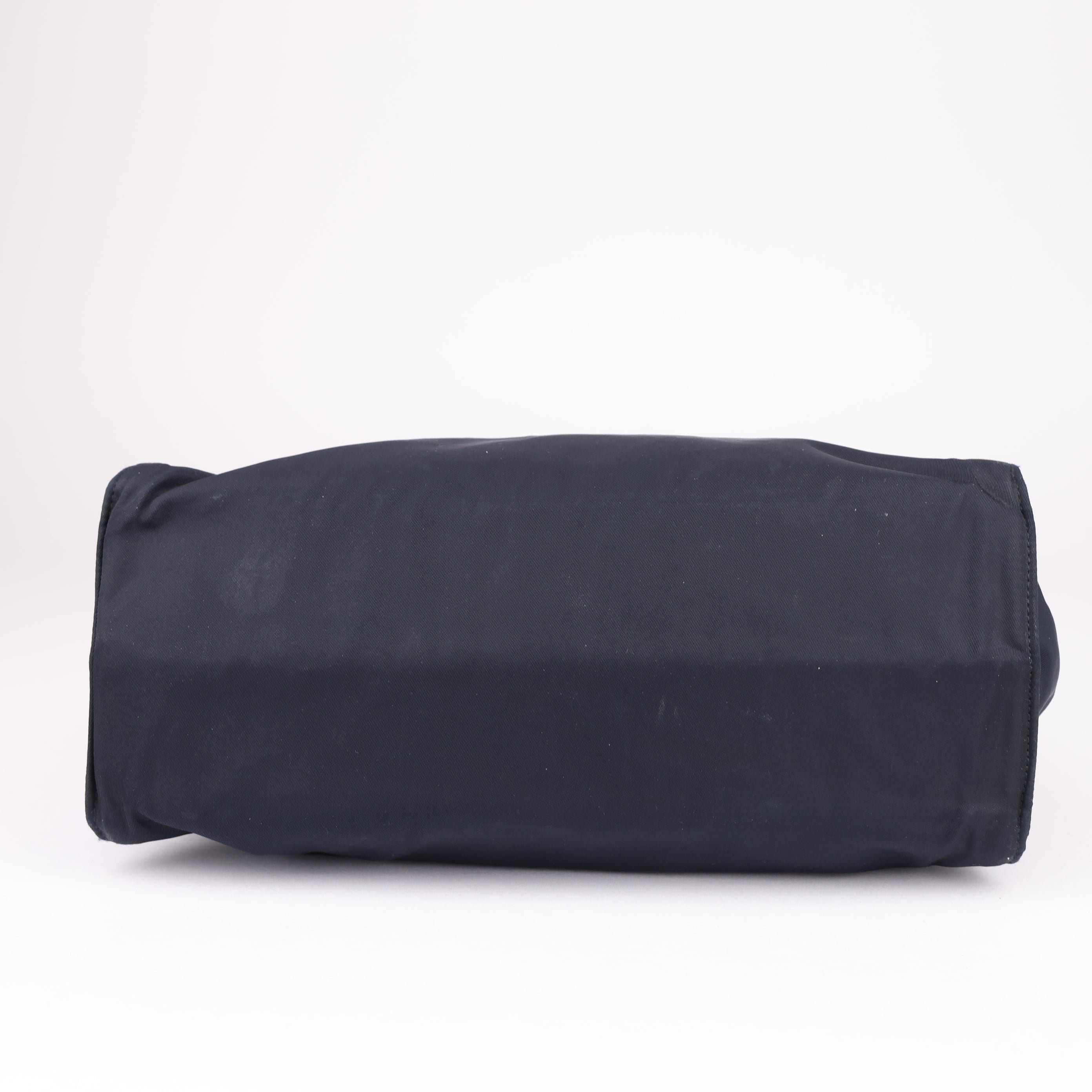 J1647 PRADA Hand Bag Nylon Navy Gold- Pre Owned