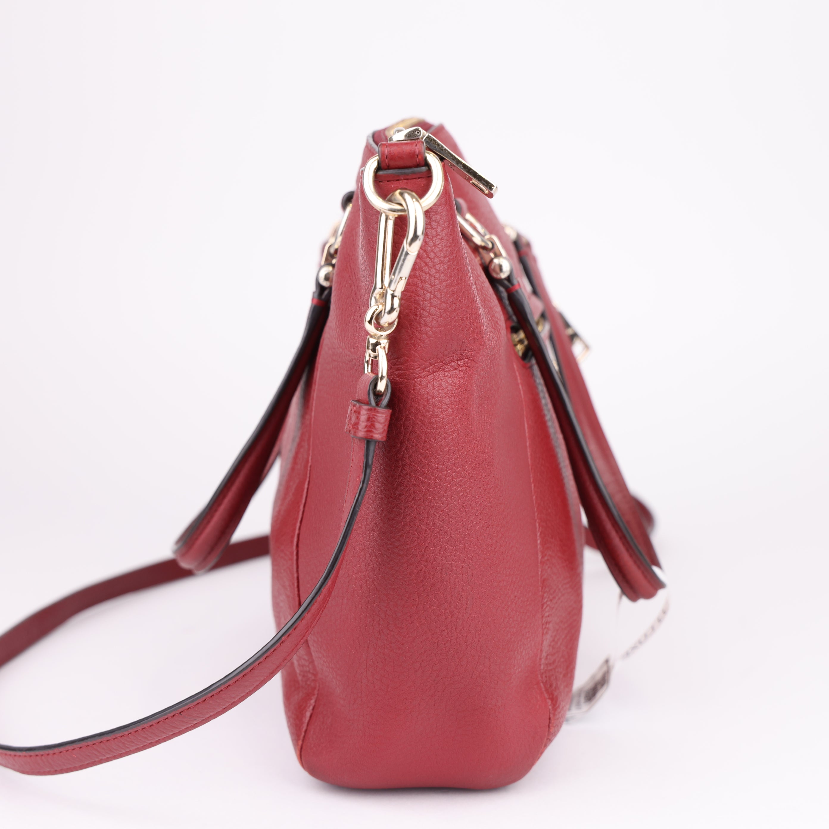 J1650 Coach Red Pebbled Leather Satchel Bag- Pre Owned