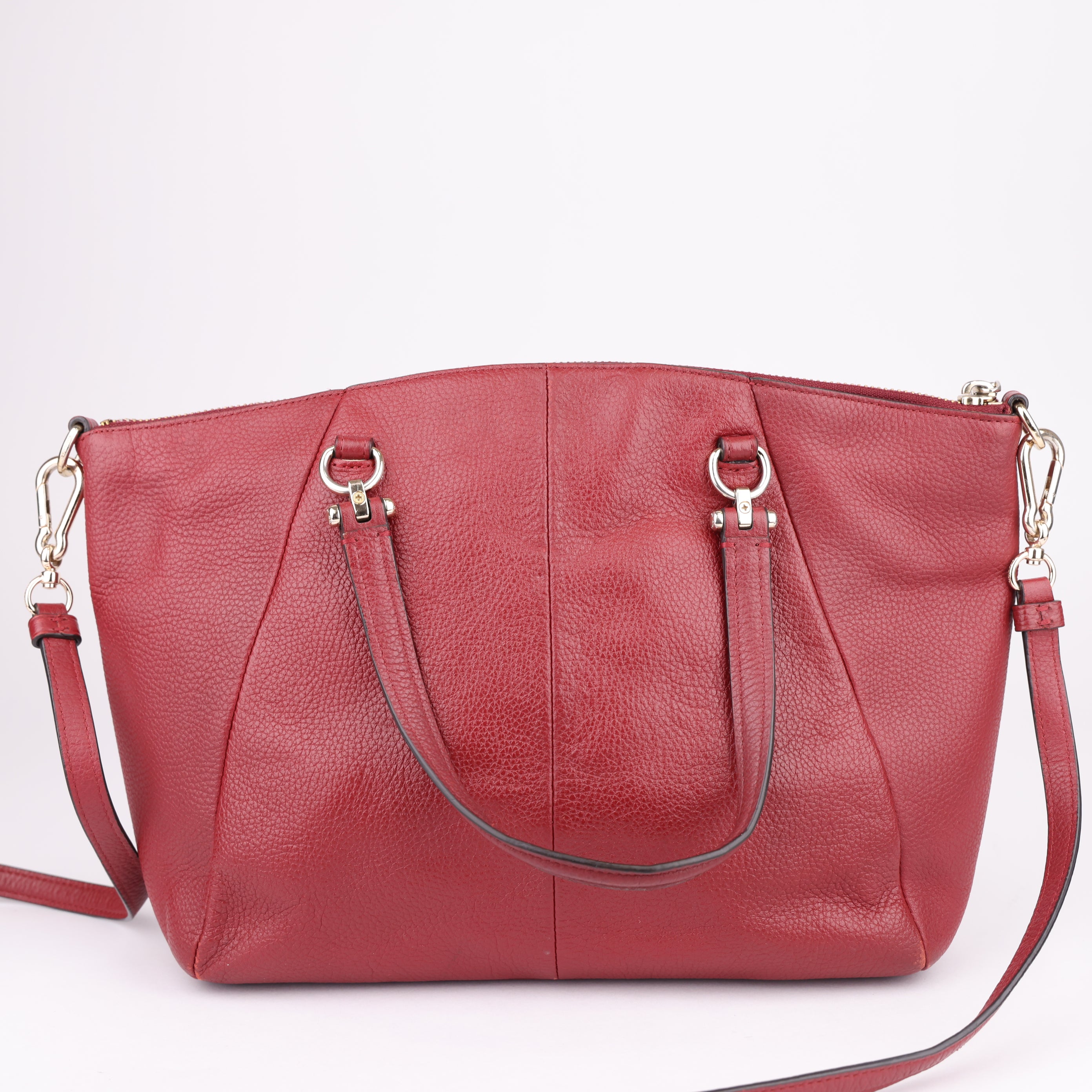 J1650 Coach Red Pebbled Leather Satchel Bag- Pre Owned