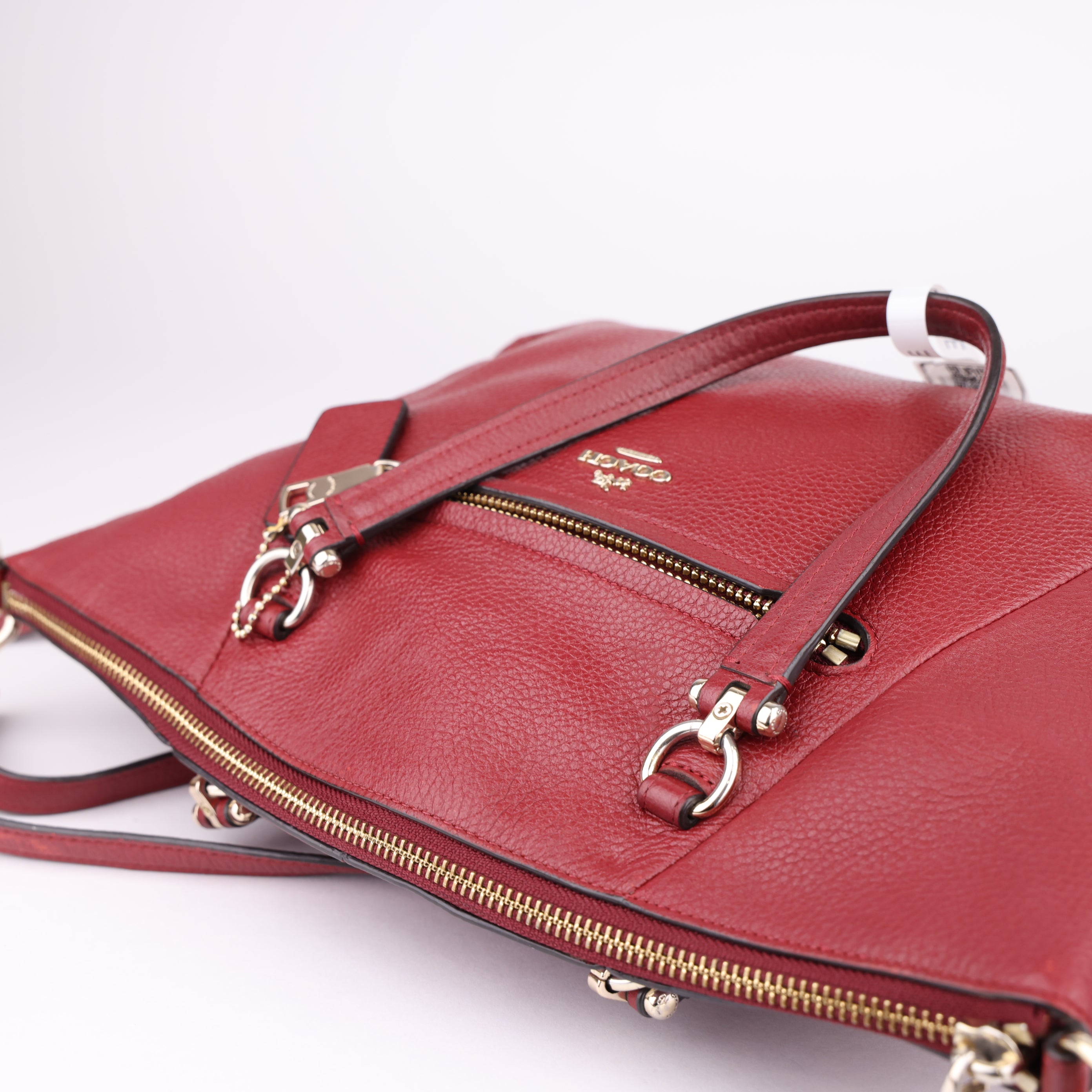J1650 Coach Red Pebbled Leather Satchel Bag- Pre Owned
