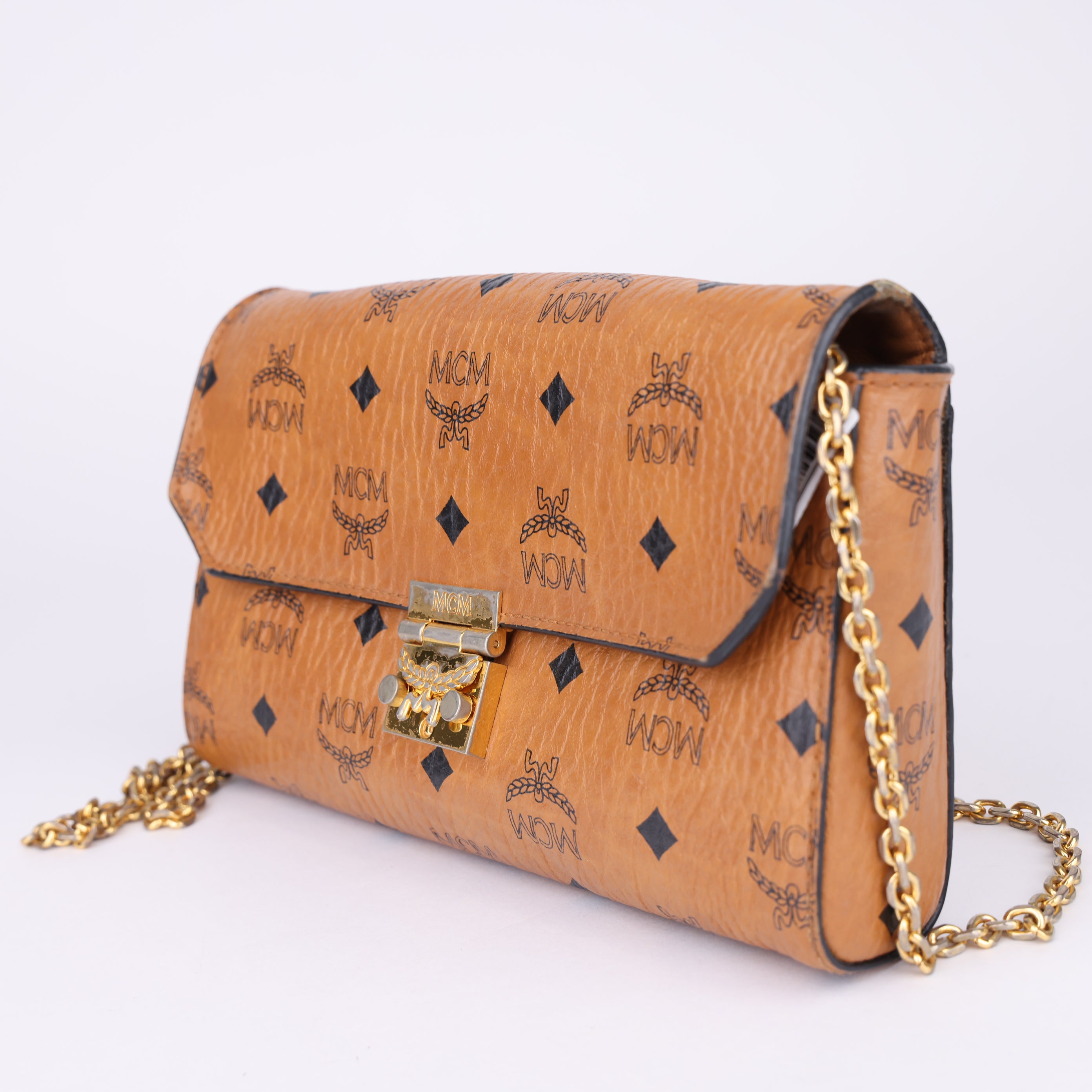 J1641  MCM Leather Printed Shoulder Bag- Pre Owned