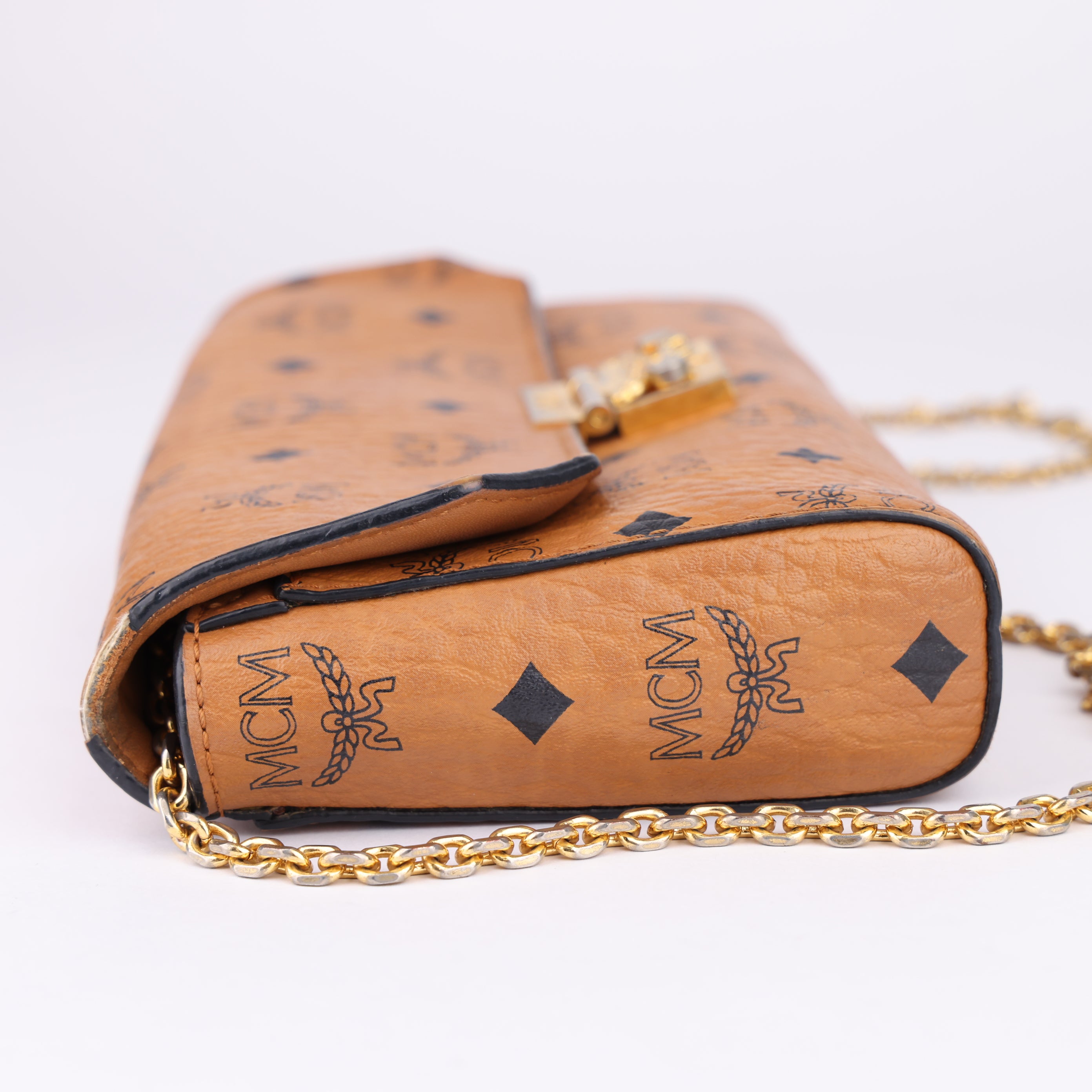 J1641  MCM Leather Printed Shoulder Bag- Pre Owned