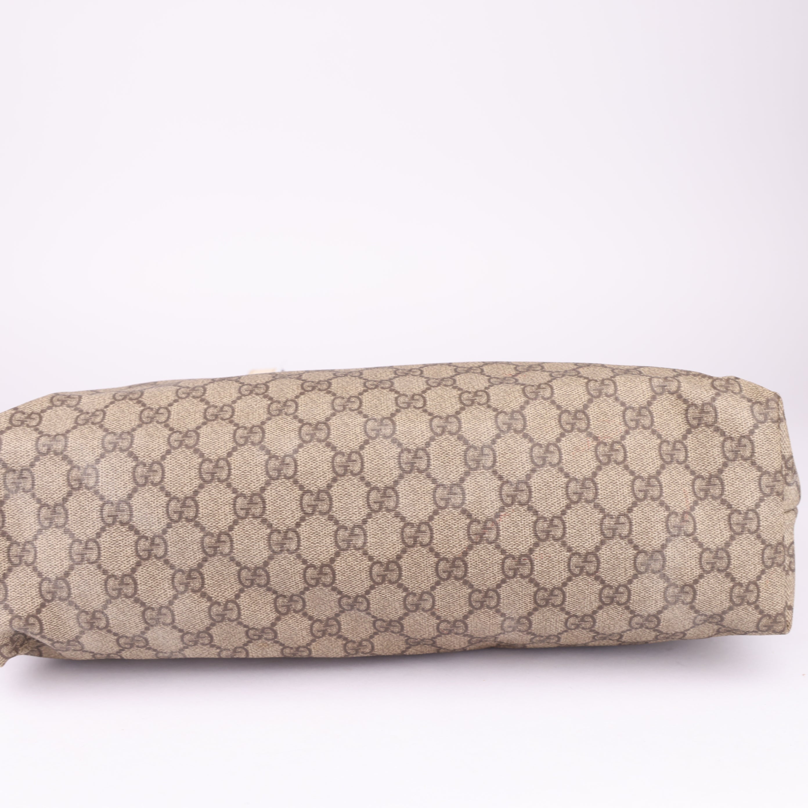 J1630 GUCCI GG Supreme Tote Bag PVC Leather Beige- Pre Owned