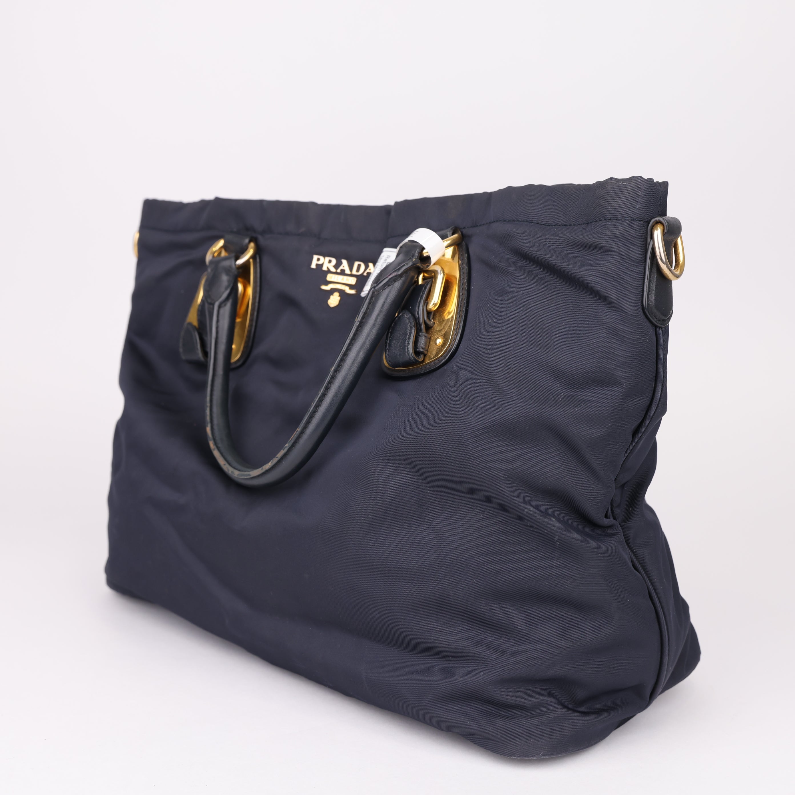 J1626 Prada Blue Tessuto Nylon and Leather Tote Bag- Pre Owned