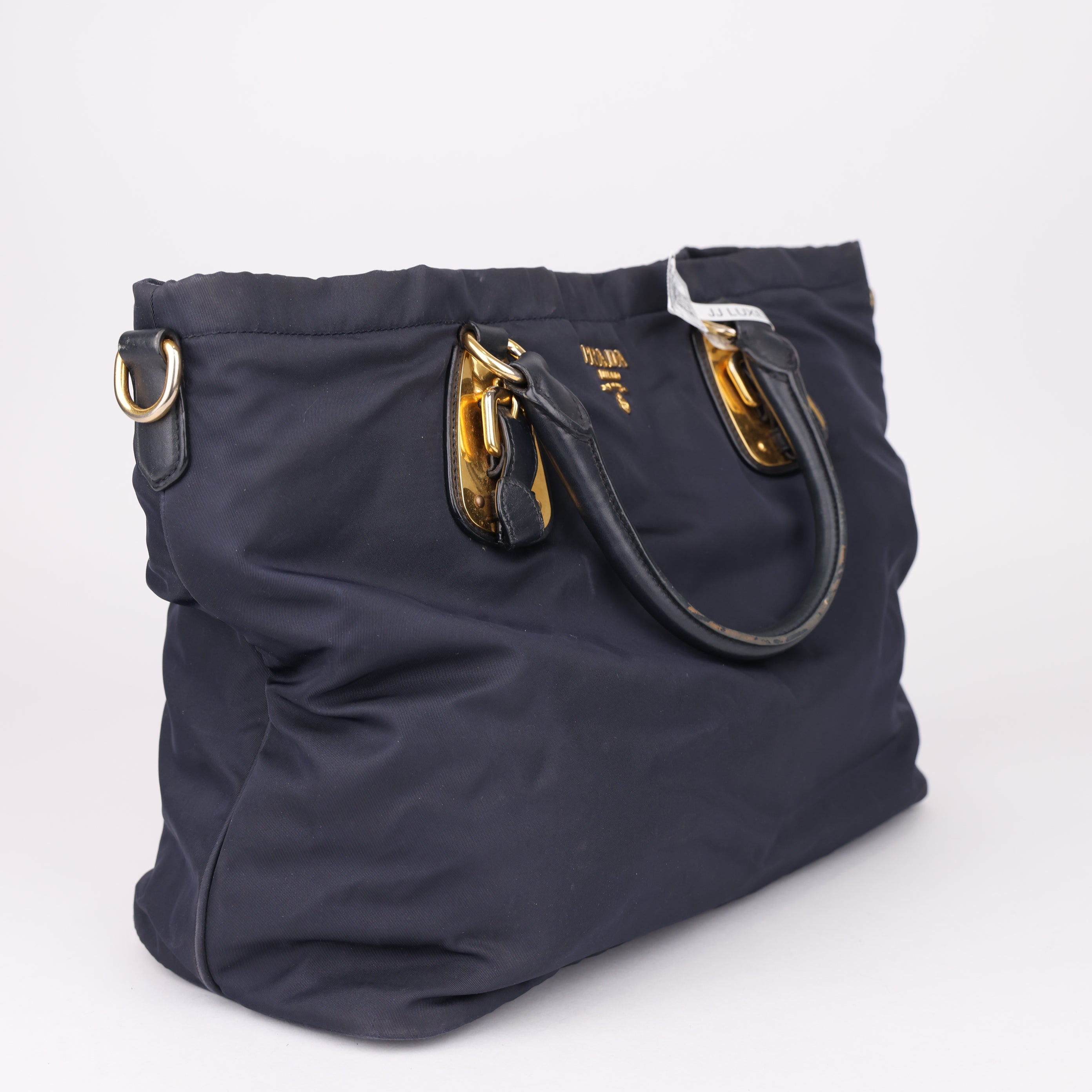 J1626 Prada Blue Tessuto Nylon and Leather Tote Bag- Pre Owned