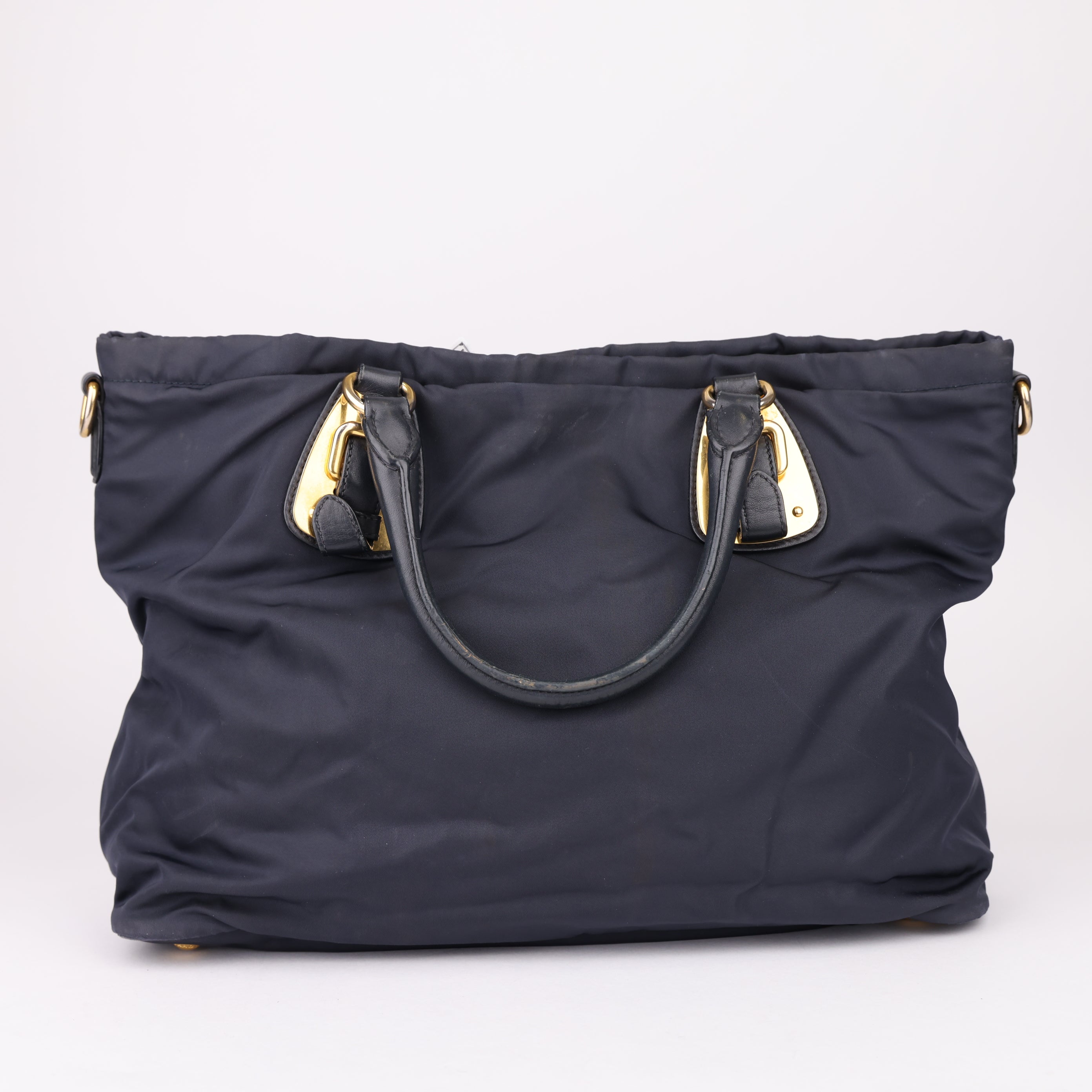 J1626 Prada Blue Tessuto Nylon and Leather Tote Bag- Pre Owned