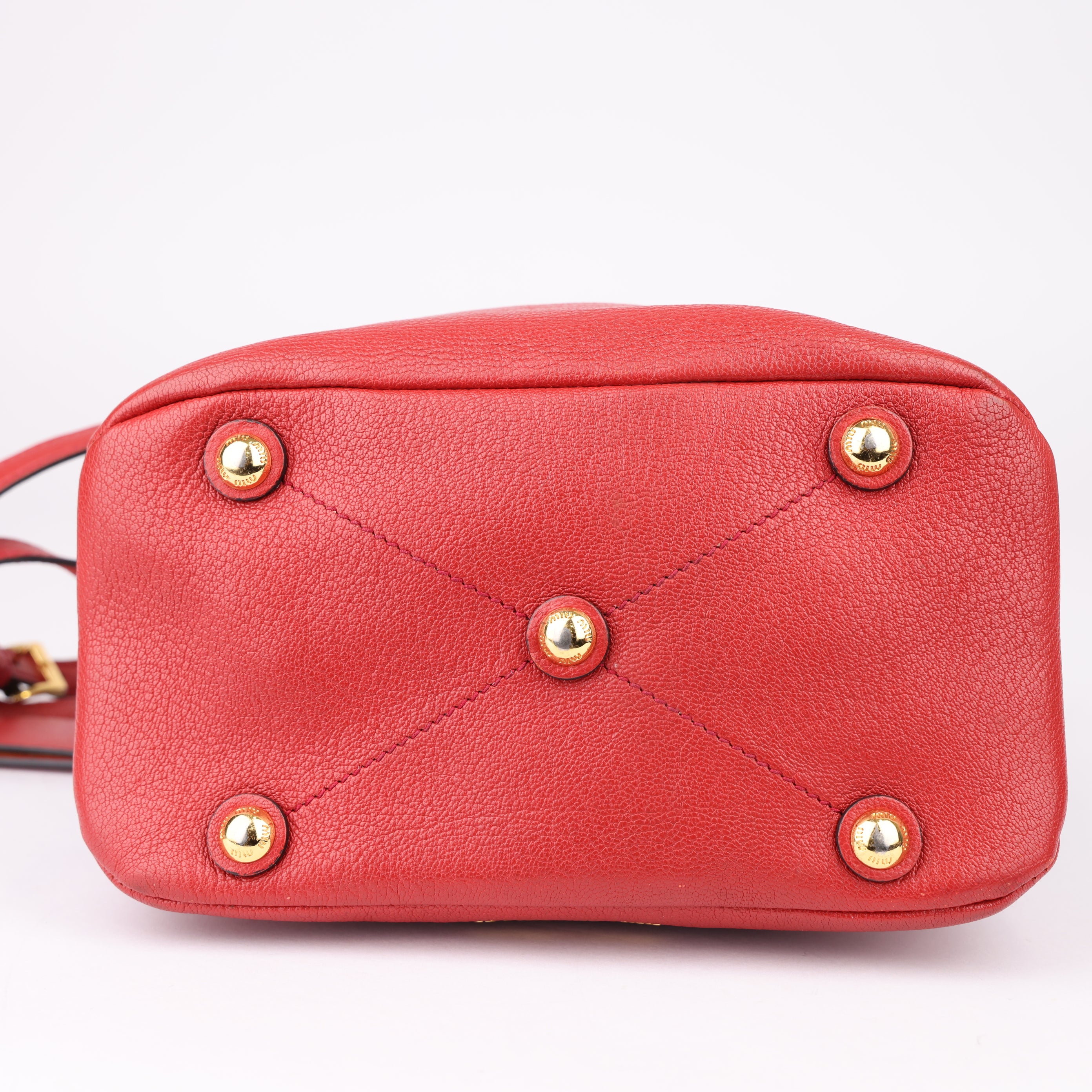 J1622 MIU MIU Madras Leather Denim 2Way Shoulder Bag- Pre Owned