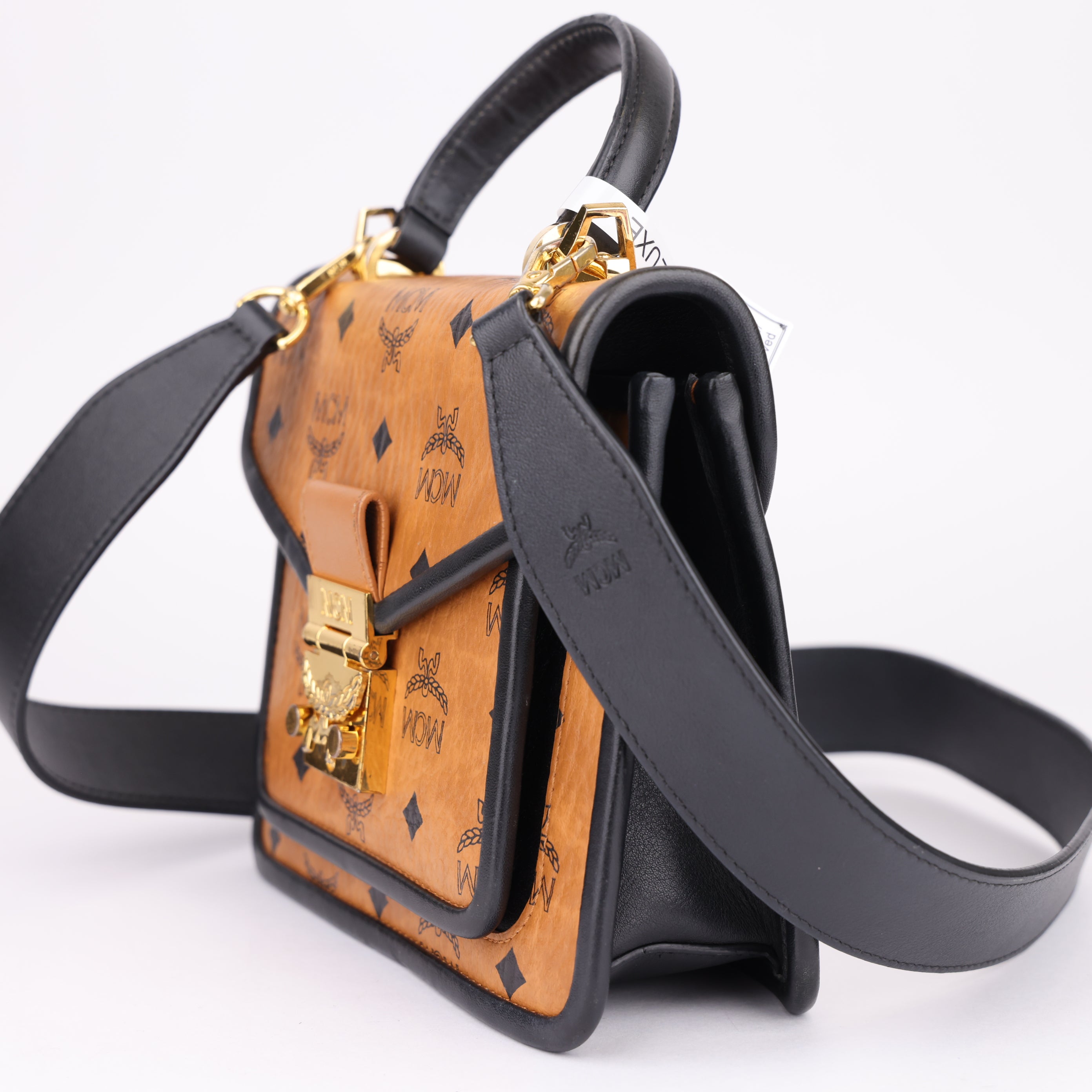 J1606 MCM Patricia Blocked Small Satchel- Pre Owned