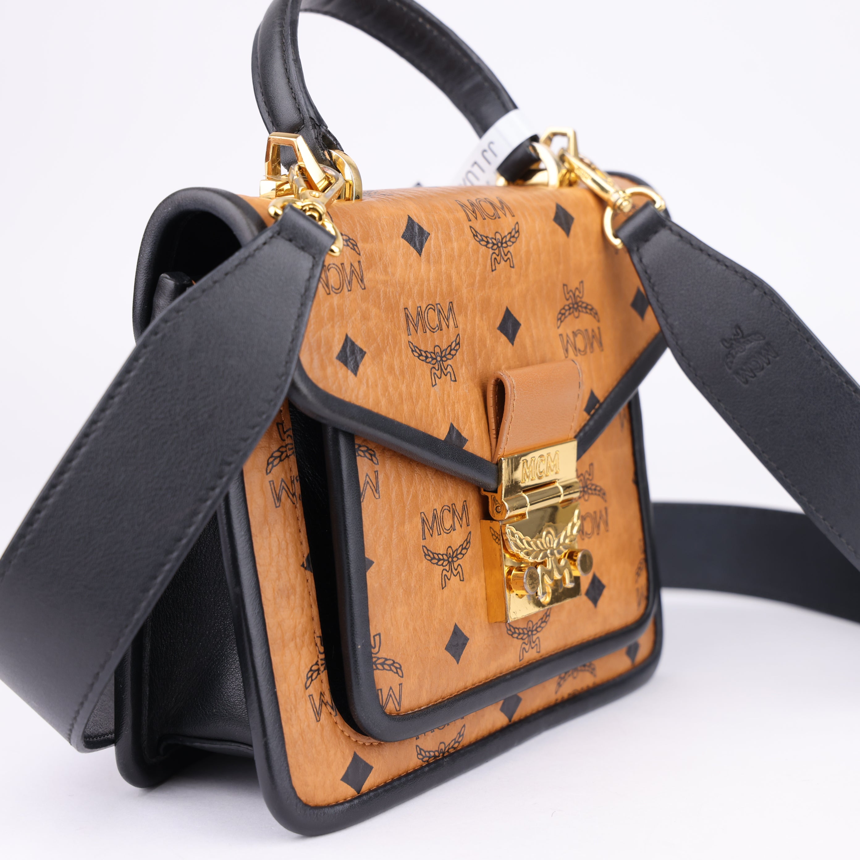 J1606 MCM Patricia Blocked Small Satchel- Pre Owned