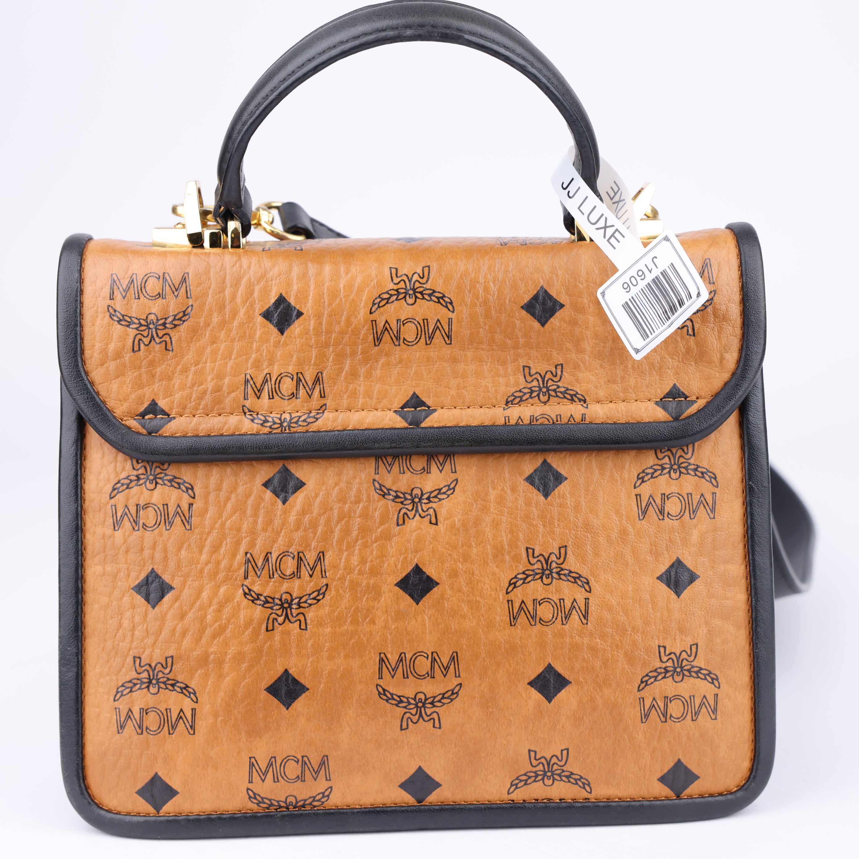 J1606 MCM Patricia Blocked Small Satchel- Pre Owned