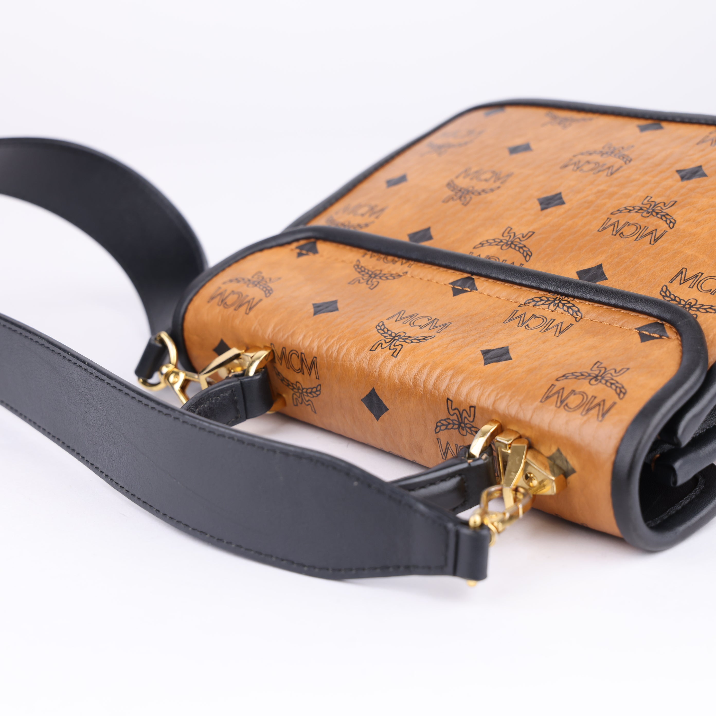 J1606 MCM Patricia Blocked Small Satchel- Pre Owned