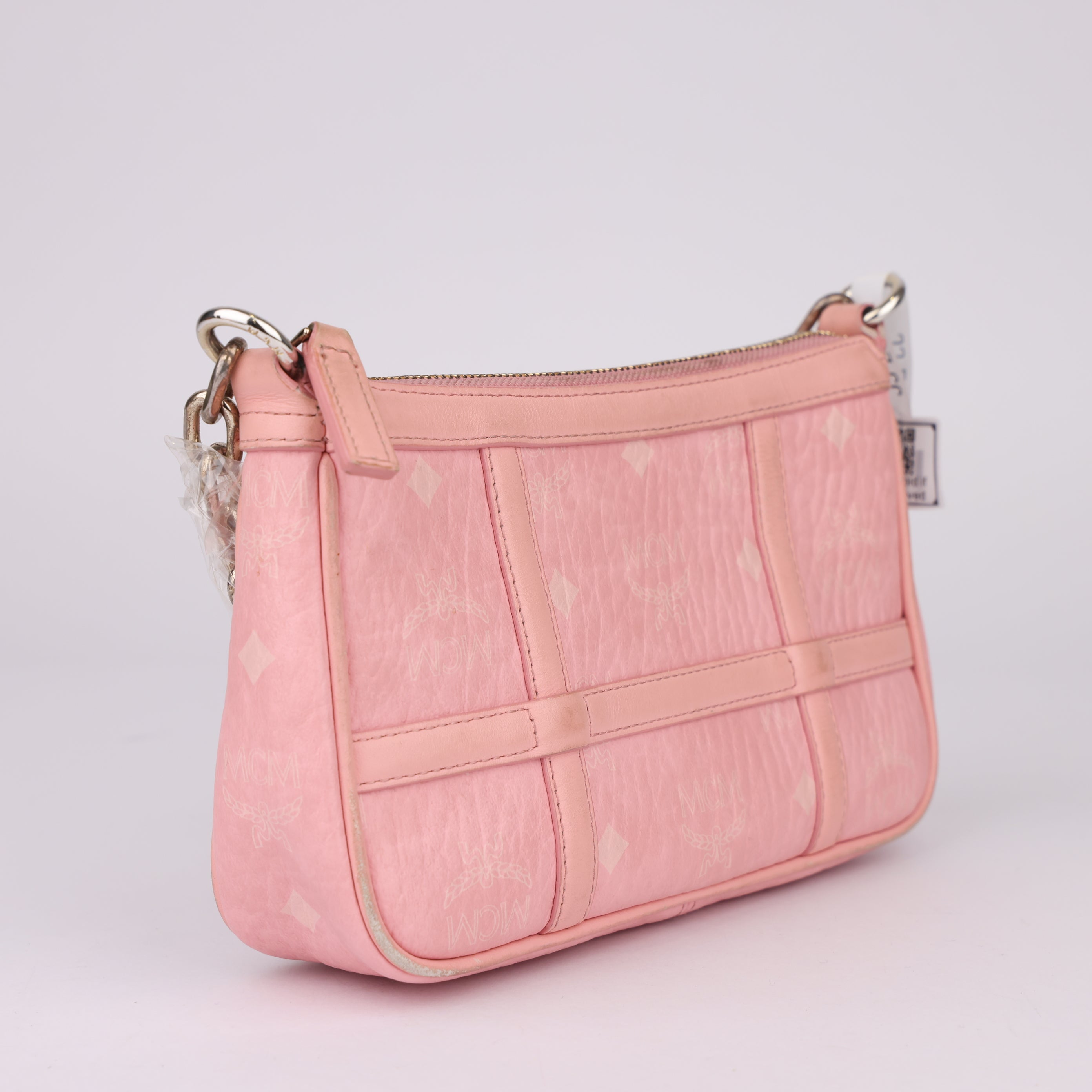 J1575 Mcm Clutch Bag Hobo Bag Hot Pink- Pre Owned