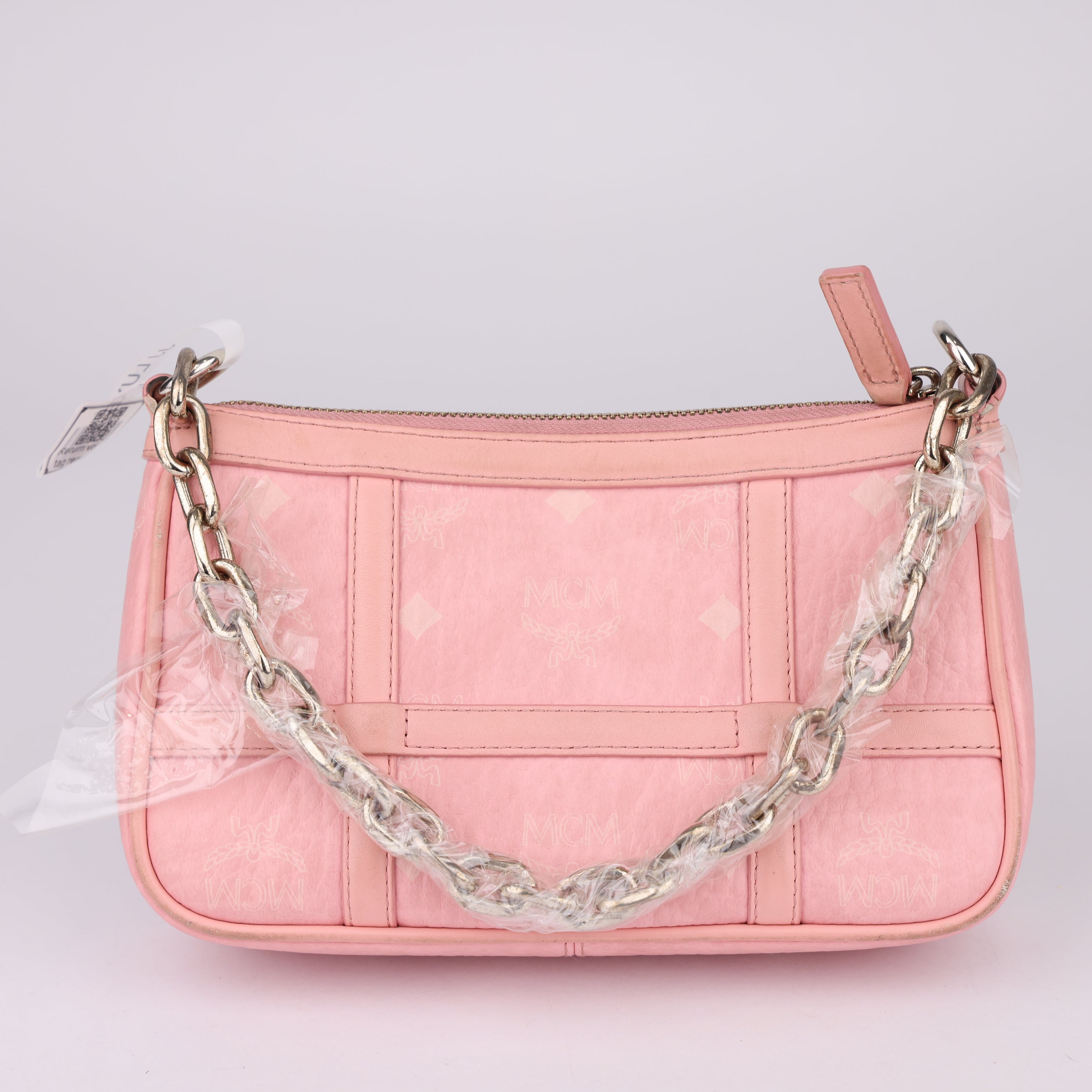 J1575 Mcm Clutch Bag Hobo Bag Hot Pink- Pre Owned