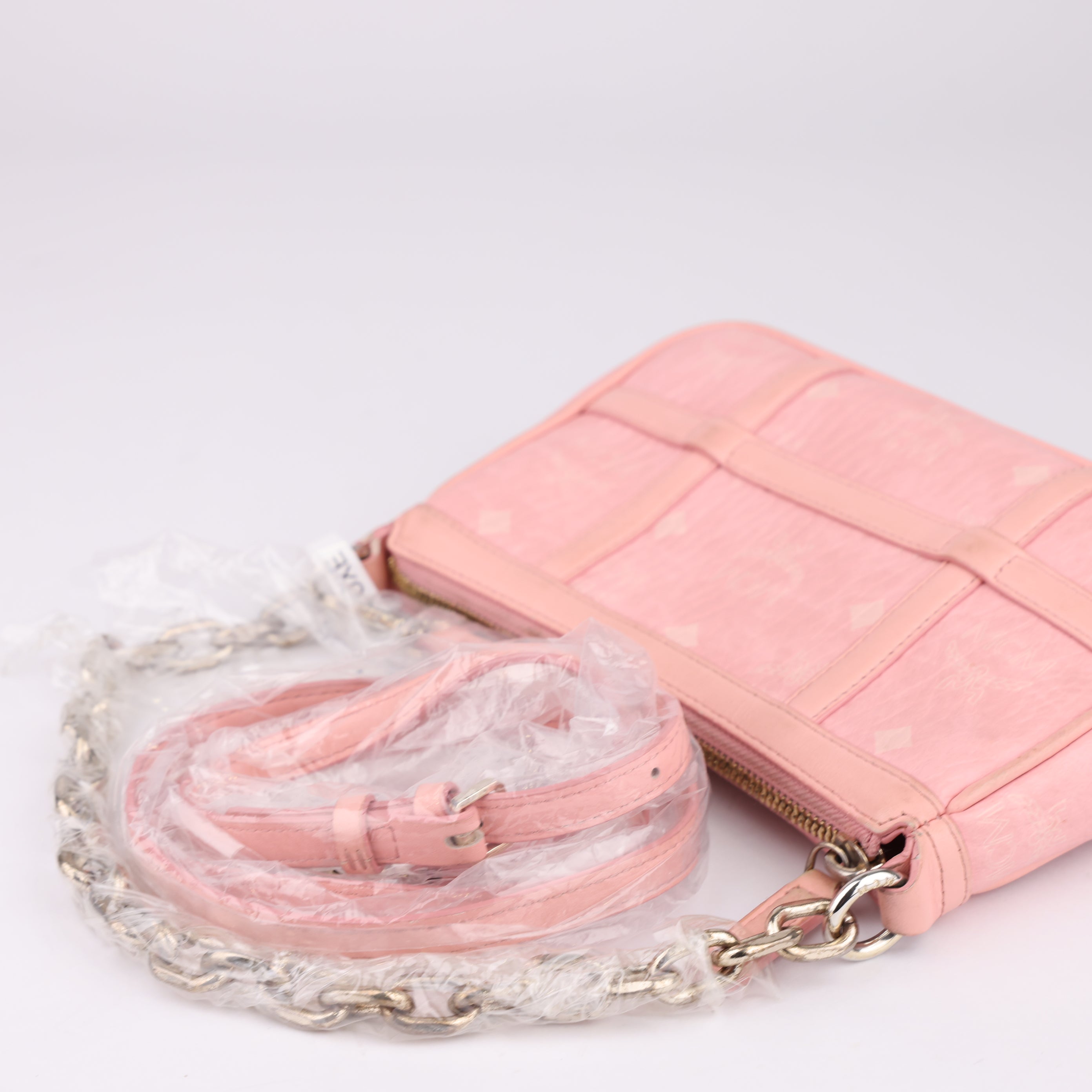 J1575 Mcm Clutch Bag Hobo Bag Hot Pink- Pre Owned