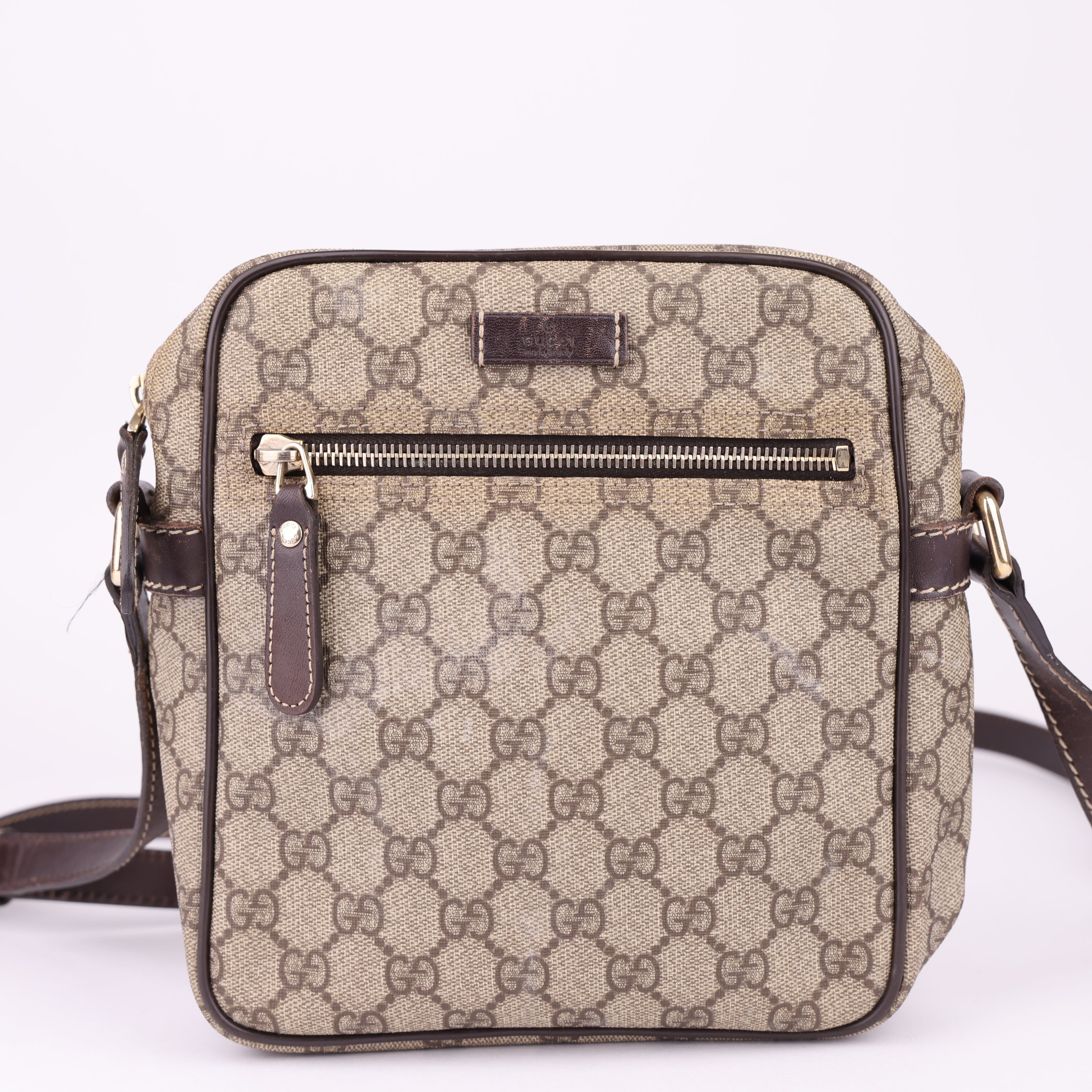 J1573 Gucci GG Supreme Shoulder Bag Brown Beige- Pre Owned
