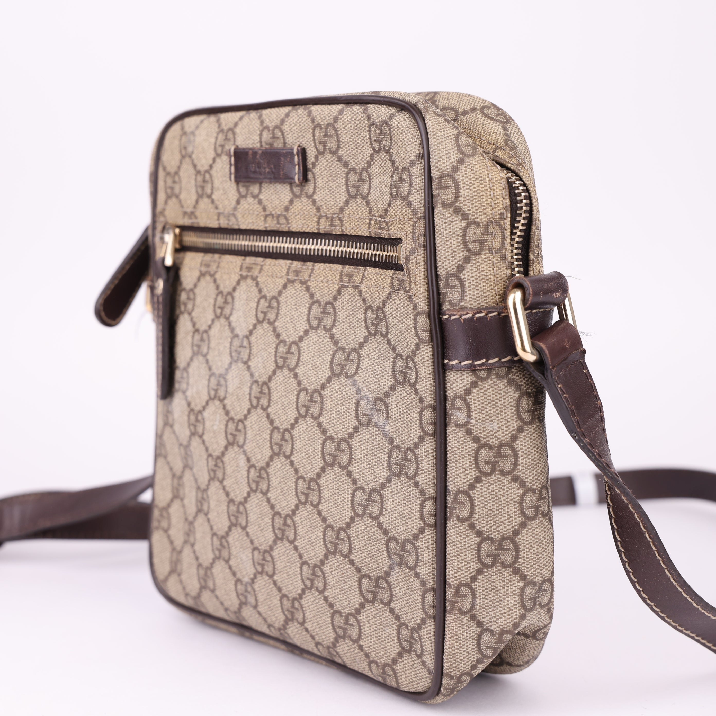 J1573 Gucci GG Supreme Shoulder Bag Brown Beige- Pre Owned