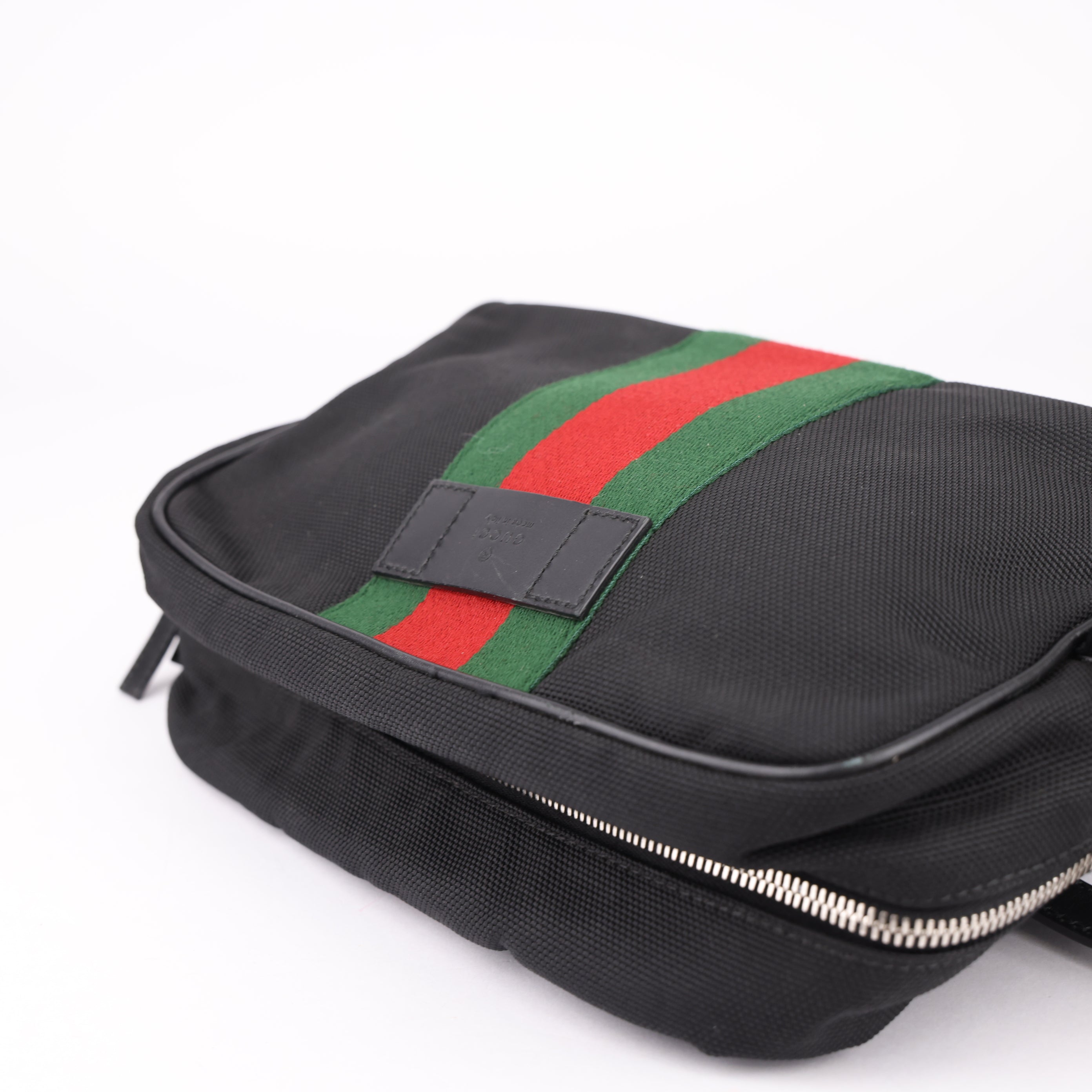 J1574 Gucci Ophidia Toiletry Bag Mini Web Stripe Black- Pre Owned