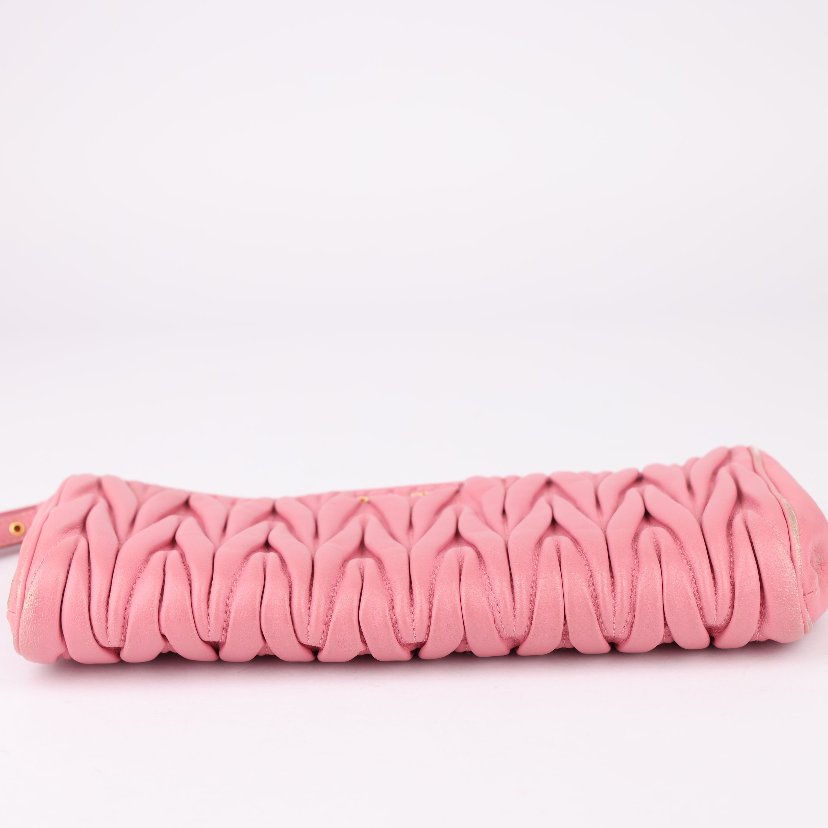 J1577 Miu Miu Pink Matelasse Nappa Wrystlet Clutch Bag- Pre Owned