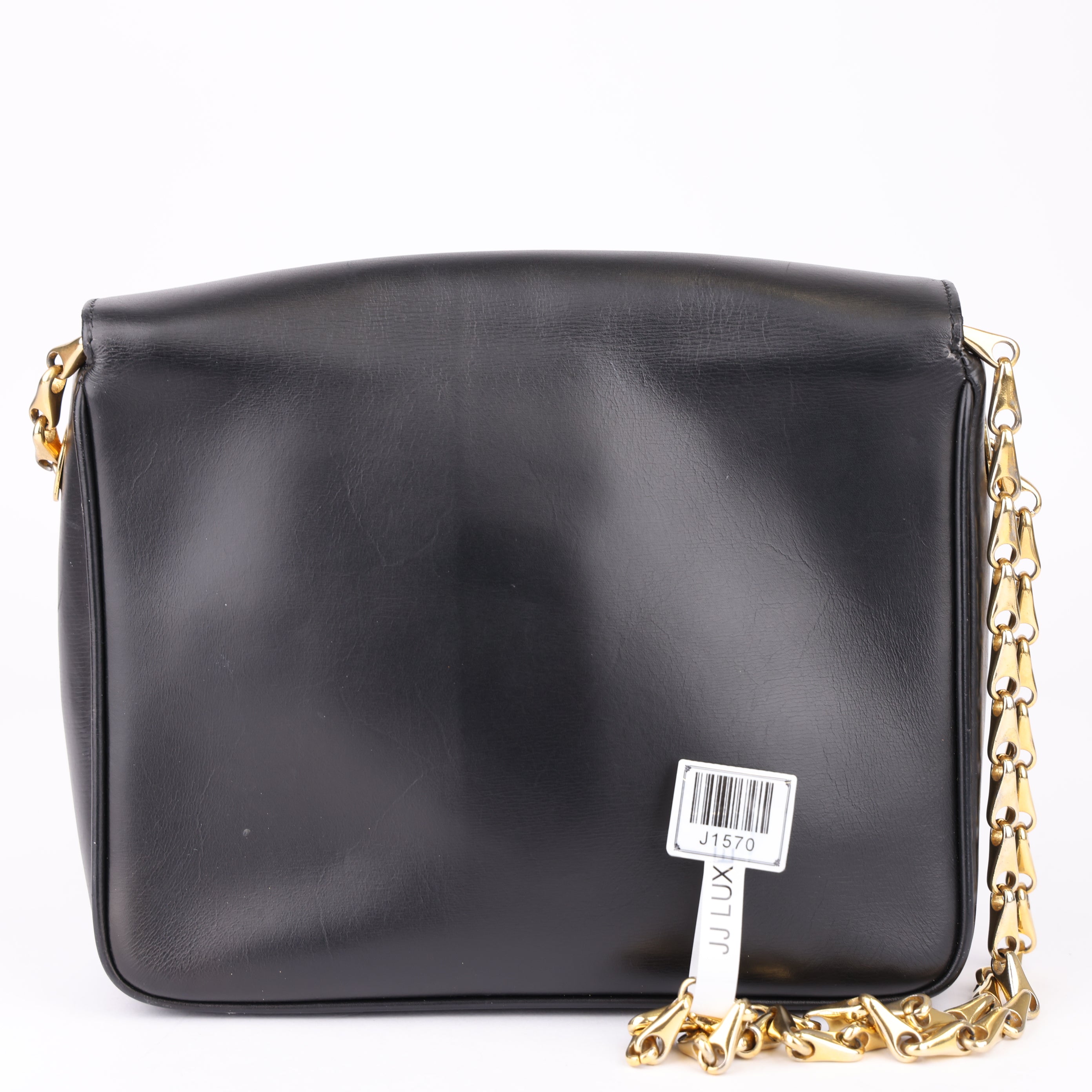 J1570 CELINE Handbag Star Ball Gold Hardware Leather Black- Pre Owned