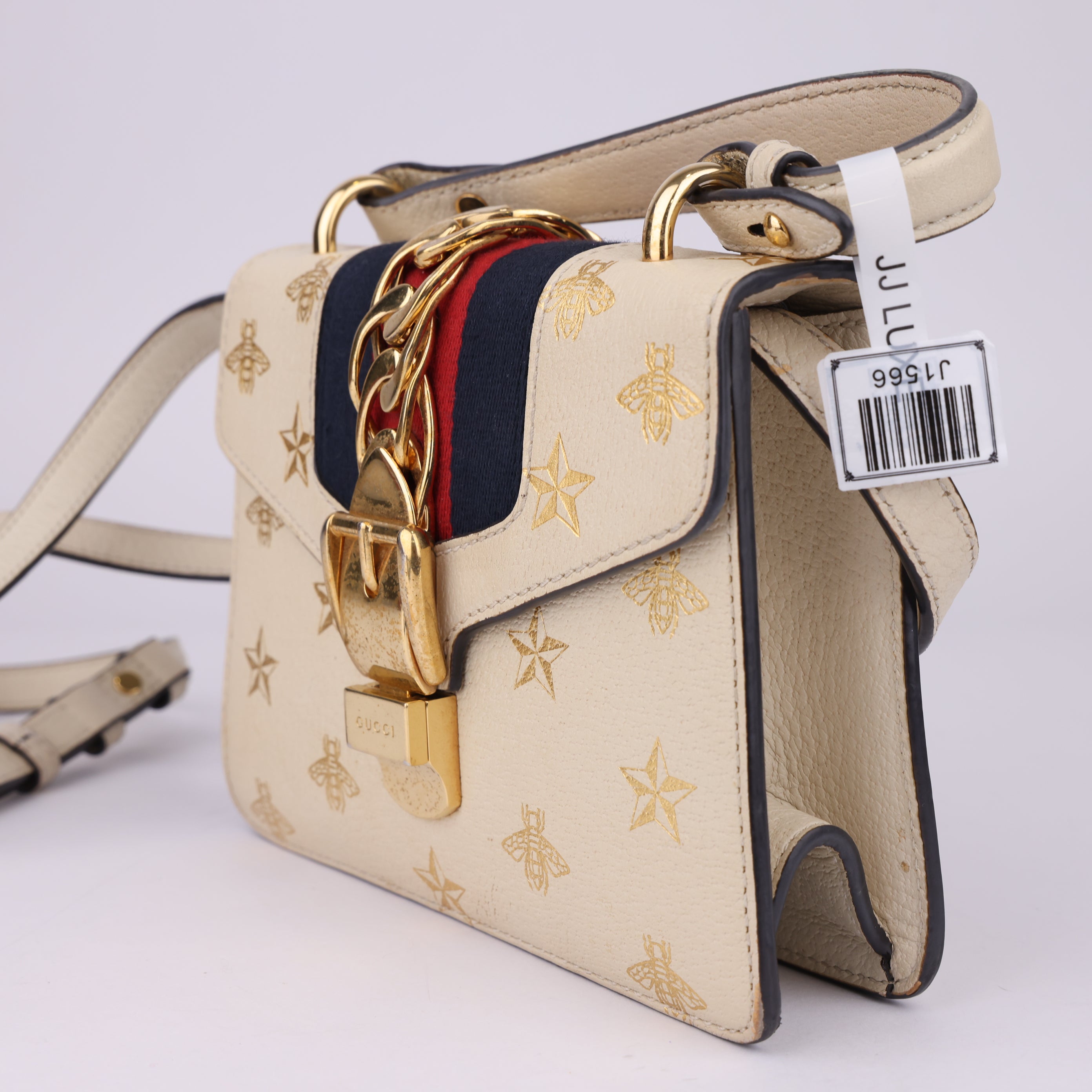J1566 Gucci Mini Sylvie Calfskin Bee Star Bag - Pre Owned