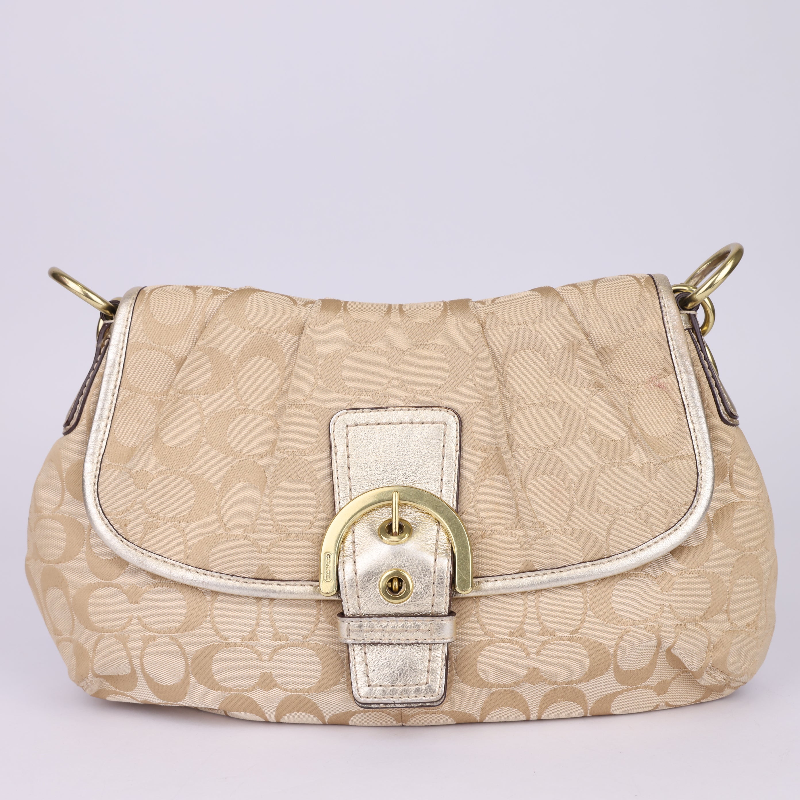 J1595 Coach sufflette leather handbag Beige in Leather - Pre Owned