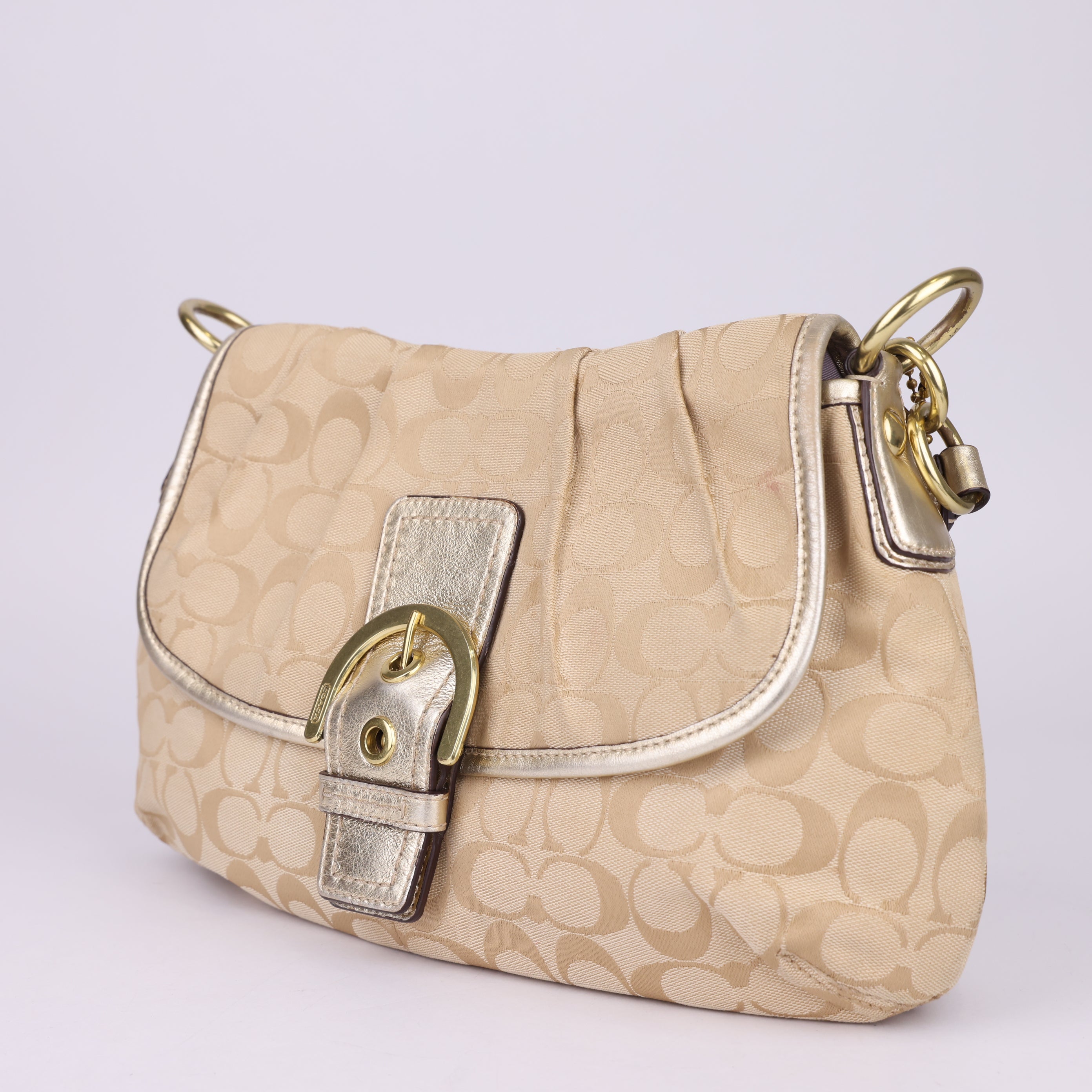 J1595 Coach sufflette leather handbag Beige in Leather - Pre Owned