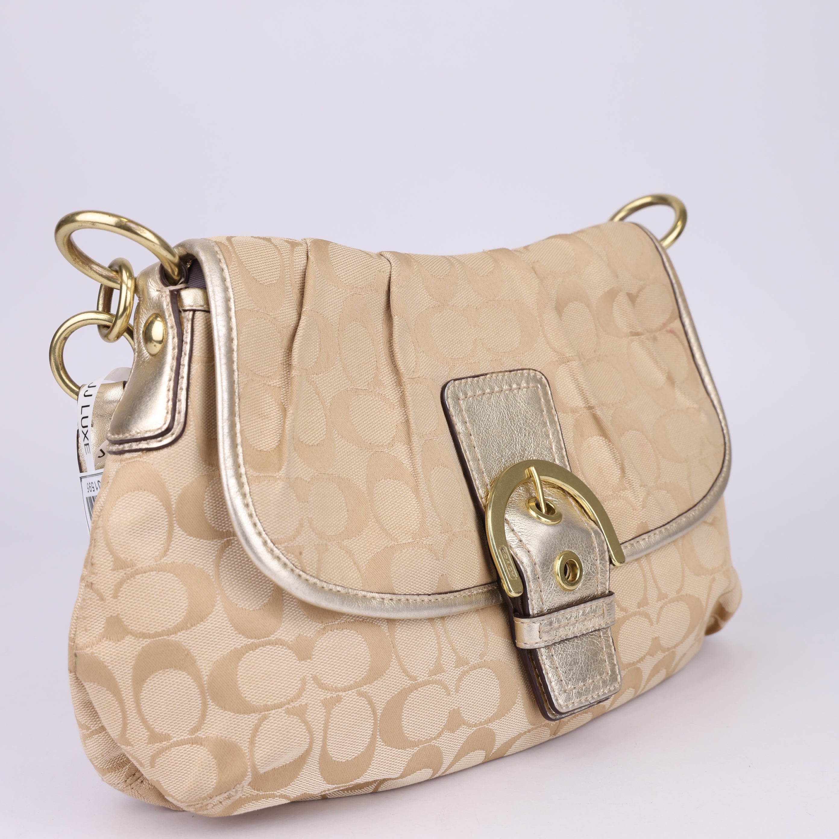 J1595 Coach sufflette leather handbag Beige in Leather - Pre Owned