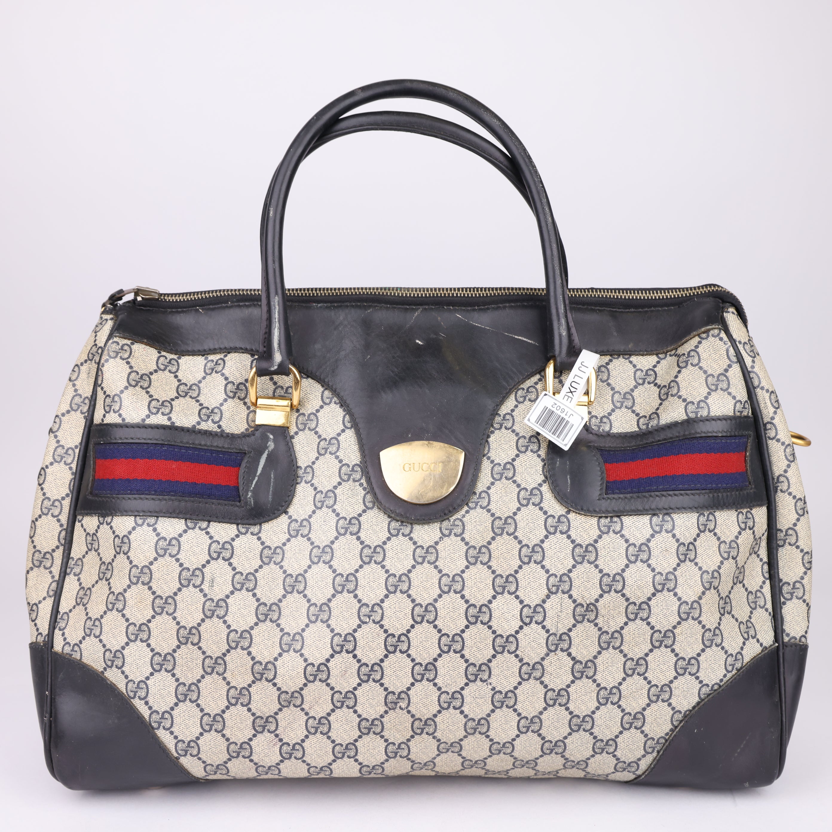 J1602 Gucci Monogram Vintage Travel Bag- Pre Owned