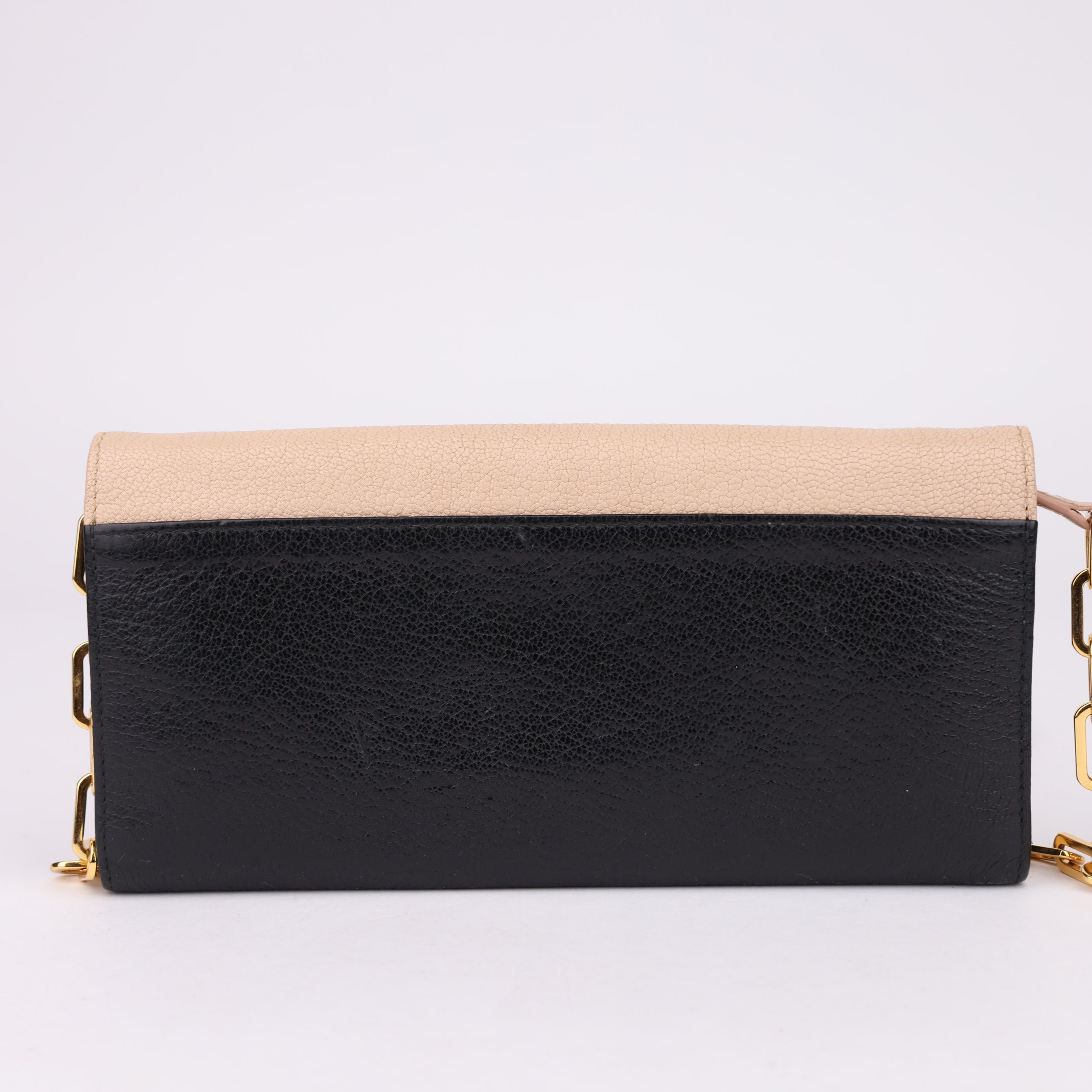 J1556 Miu Miu Bicolor Leather Wallet On Chain - Pre Owned