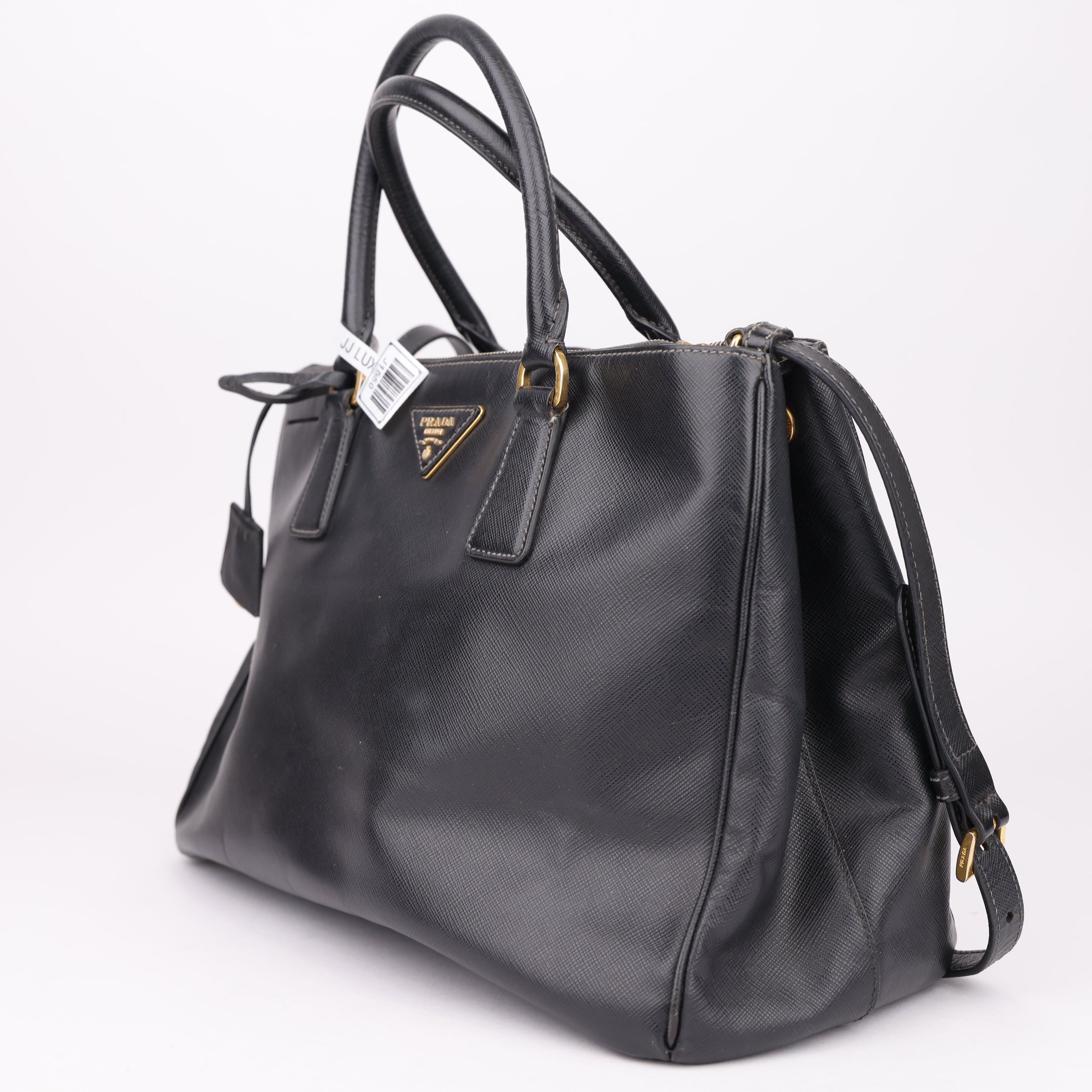 J1550 Prada Black Saffiano Lux Leather Large Tote Bag- Pre Owned