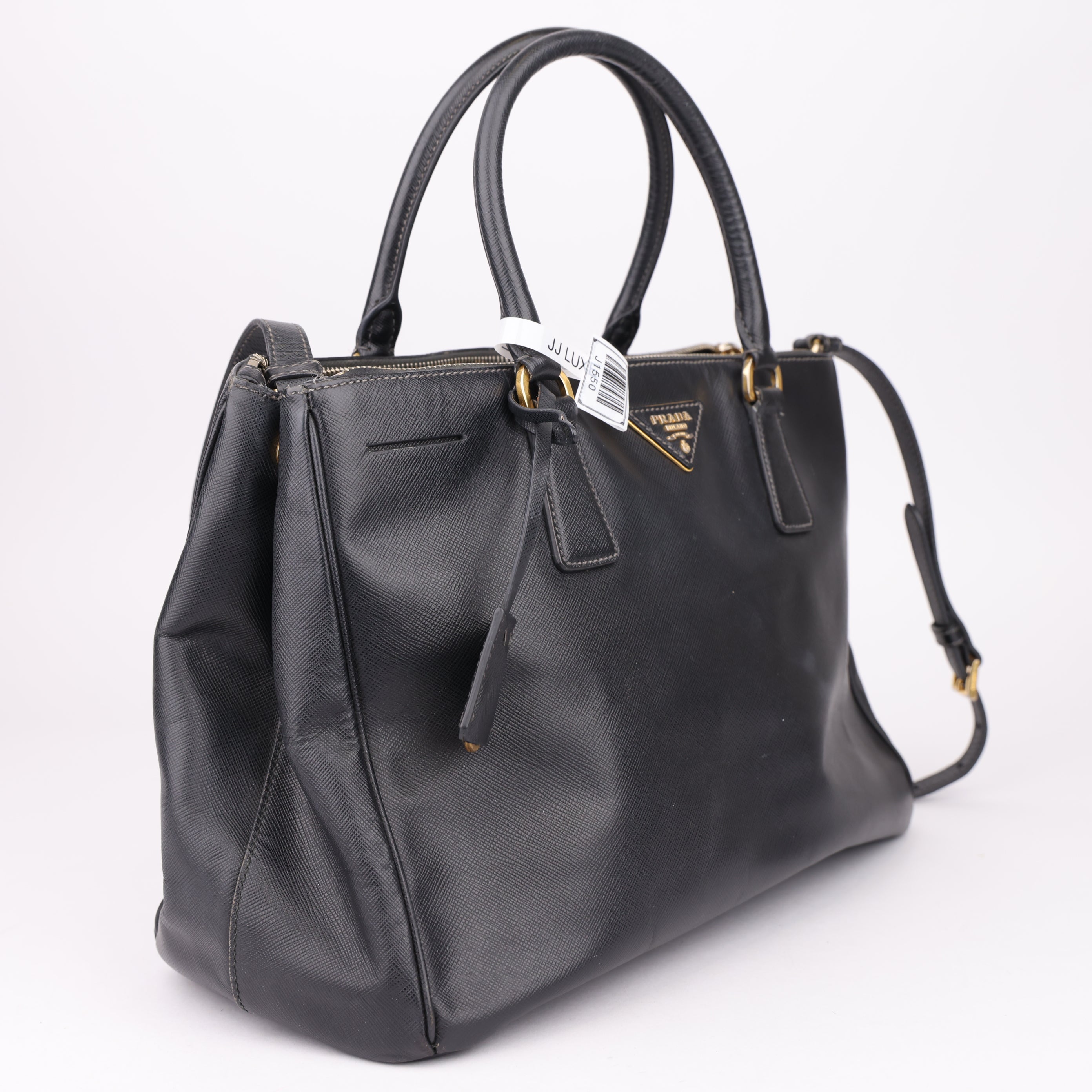 J1550 Prada Black Saffiano Lux Leather Large Tote Bag- Pre Owned