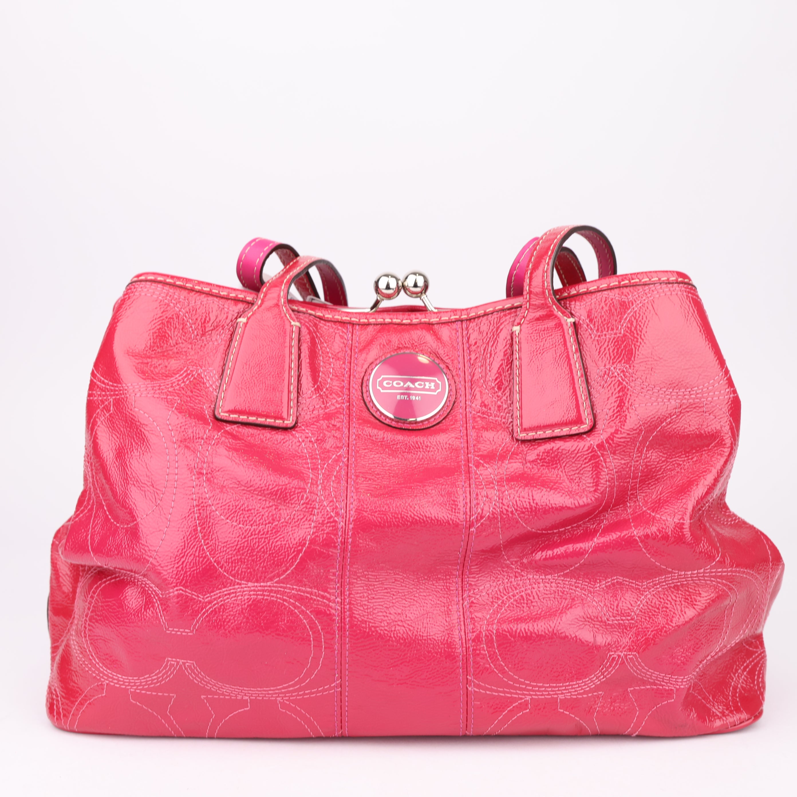J1543 Coach Red Leather Shoulder Bag- Pre Owned