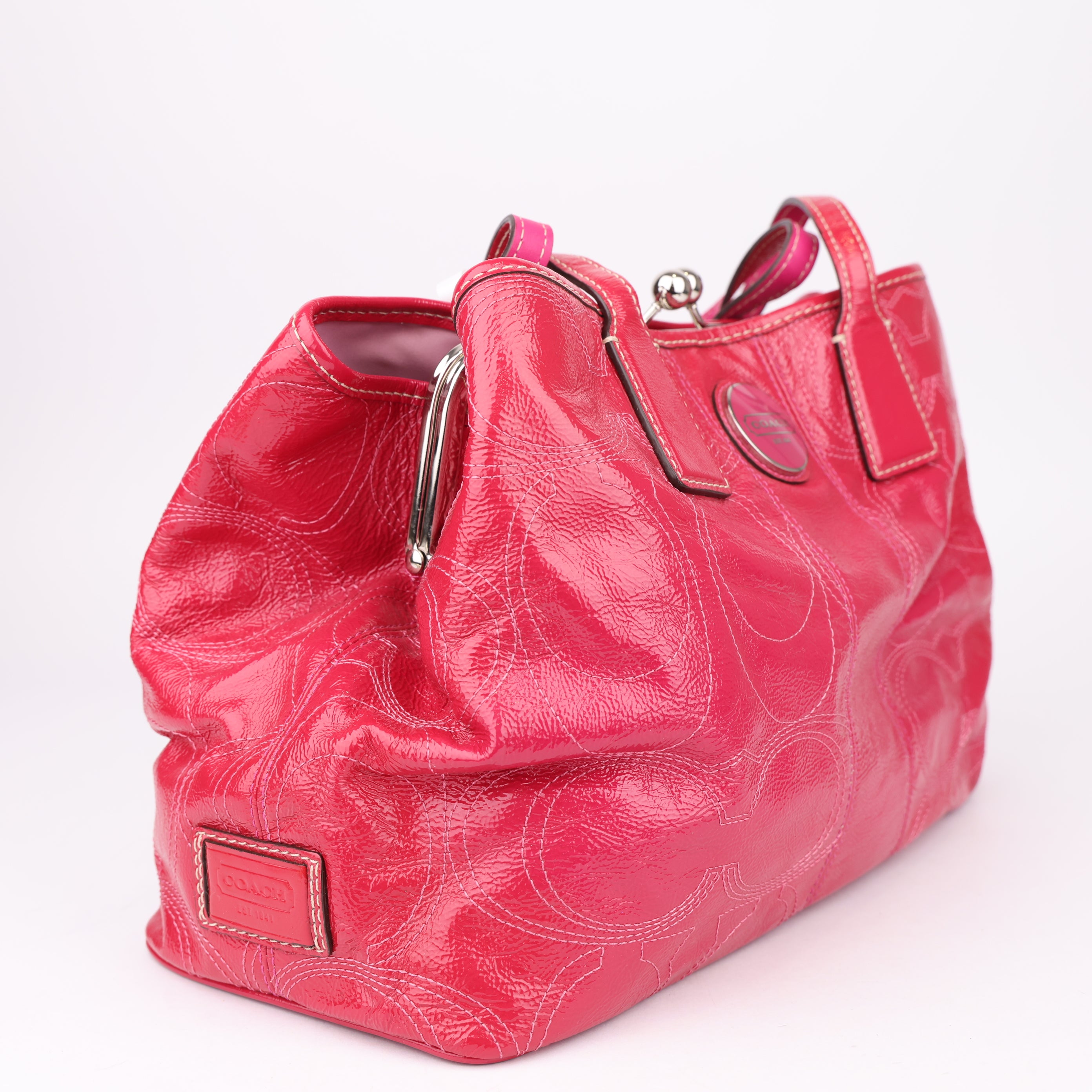 J1543 Coach Red Leather Shoulder Bag- Pre Owned