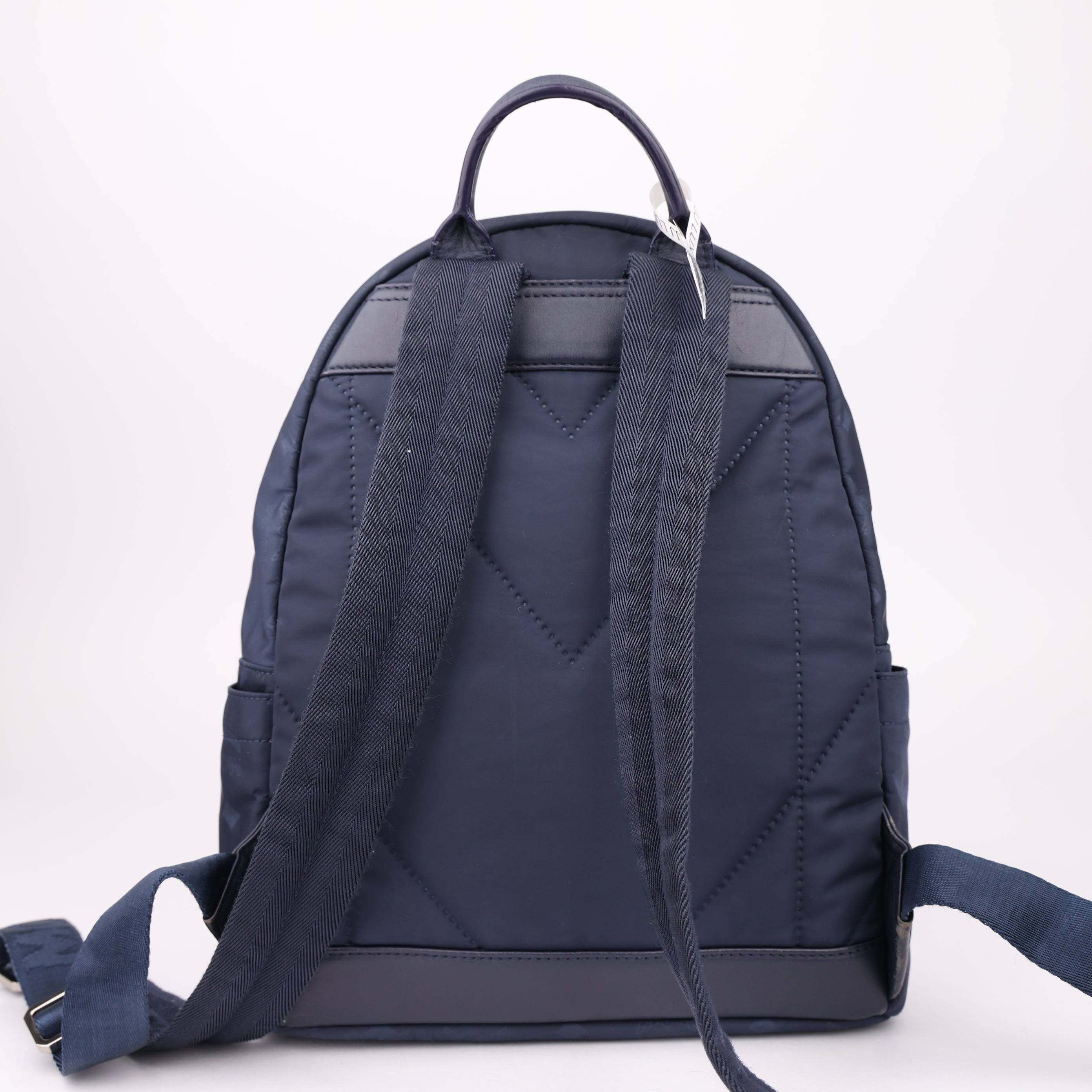 J1558 MCM Dieter Backpack Nylon Visetos Medium Navy- Pre Owned