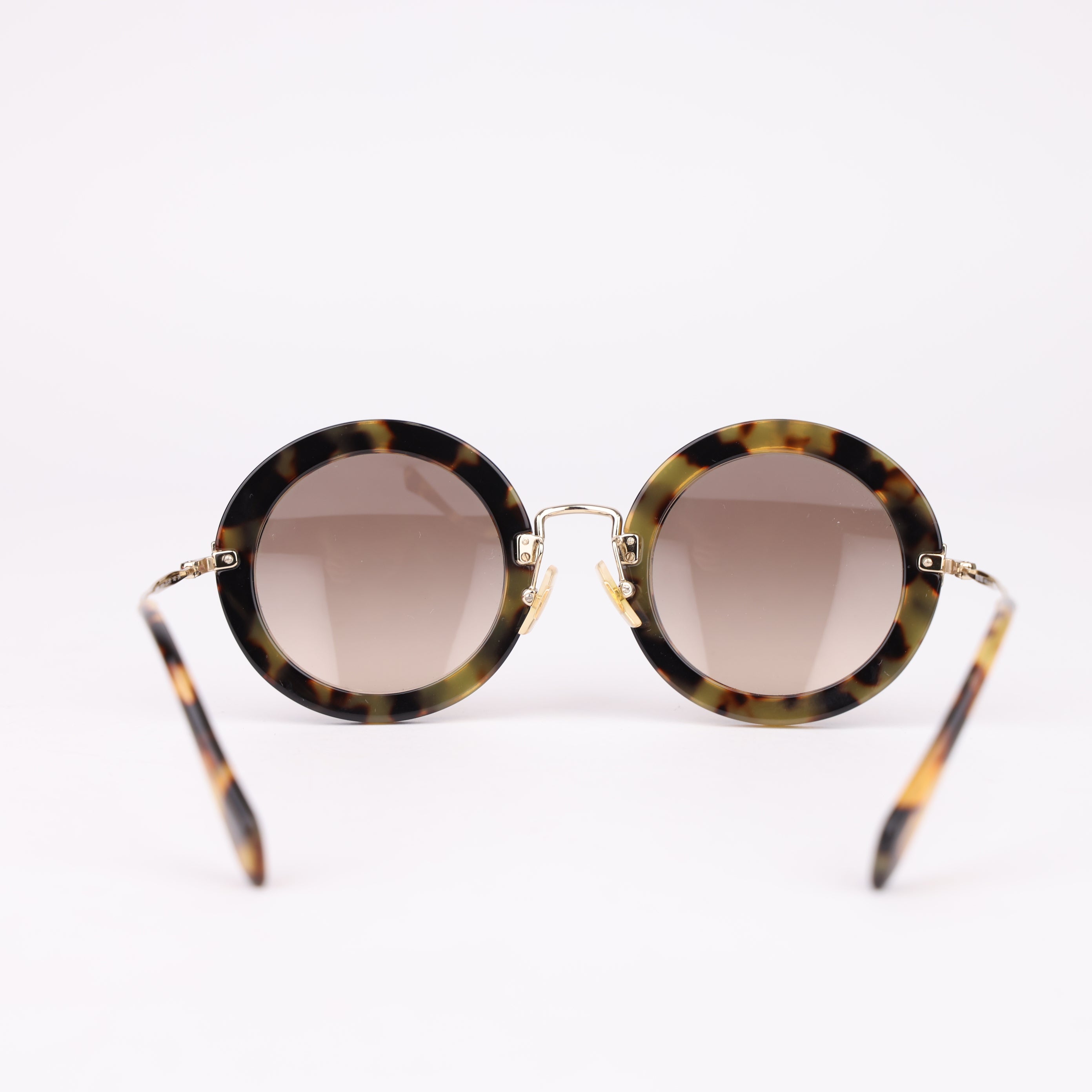 J1553 Miu Miu Black Round Glitter Detail Sunglasses- Pre Owned