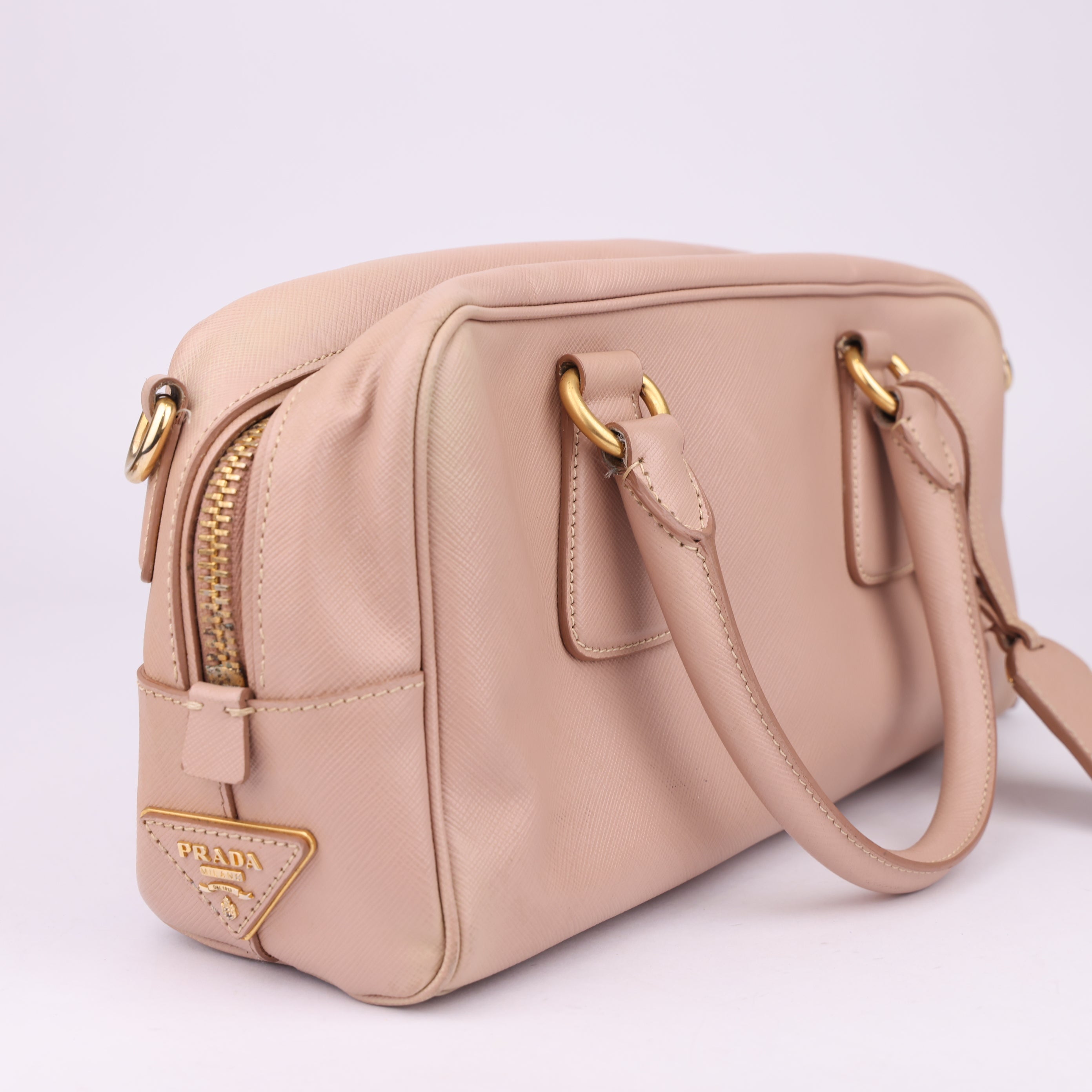 J1545 Prada Saffiano Lux Bauletto Bag- Pre Owned