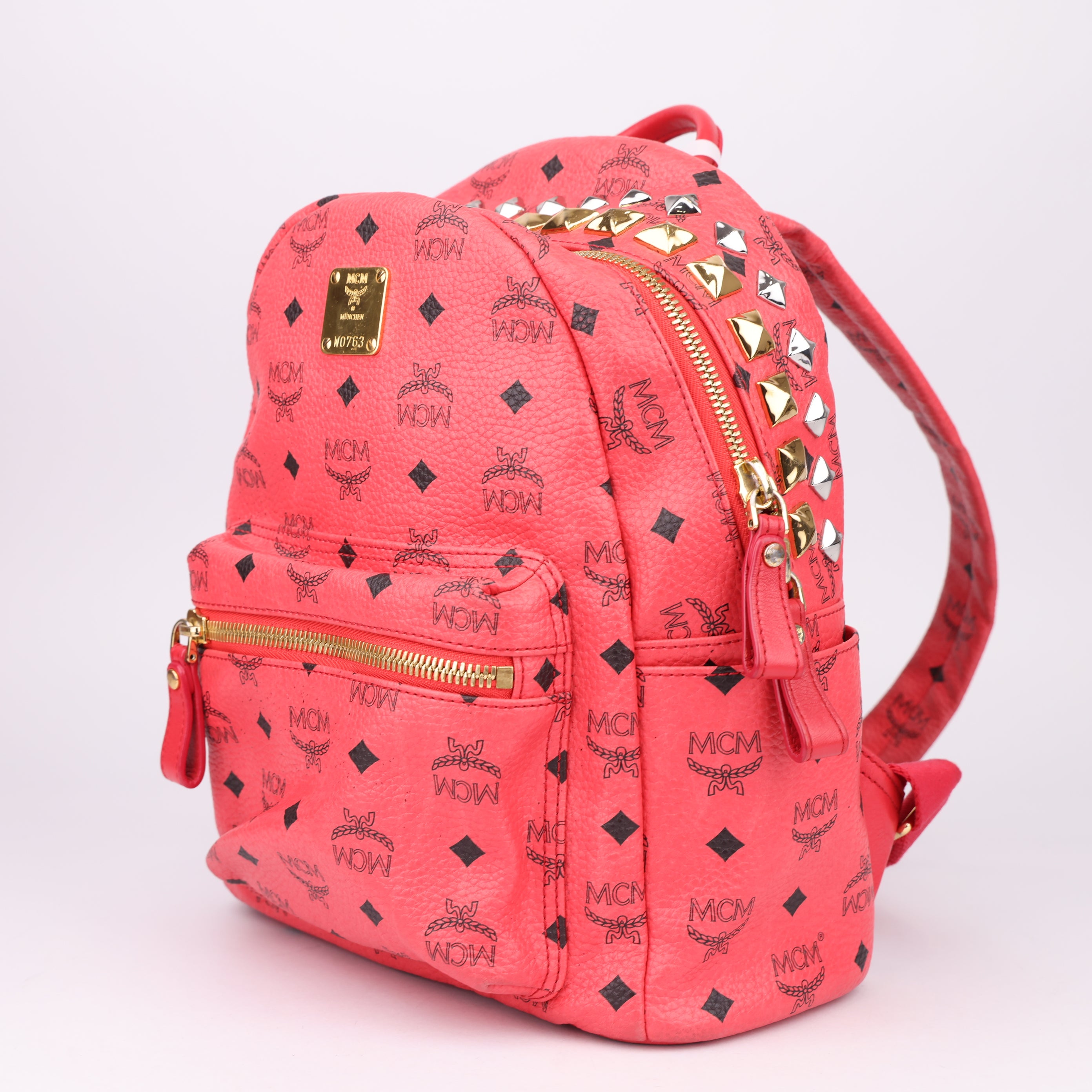 J1560 MCM Mini Studded Visetos Backpack- Pre Owned