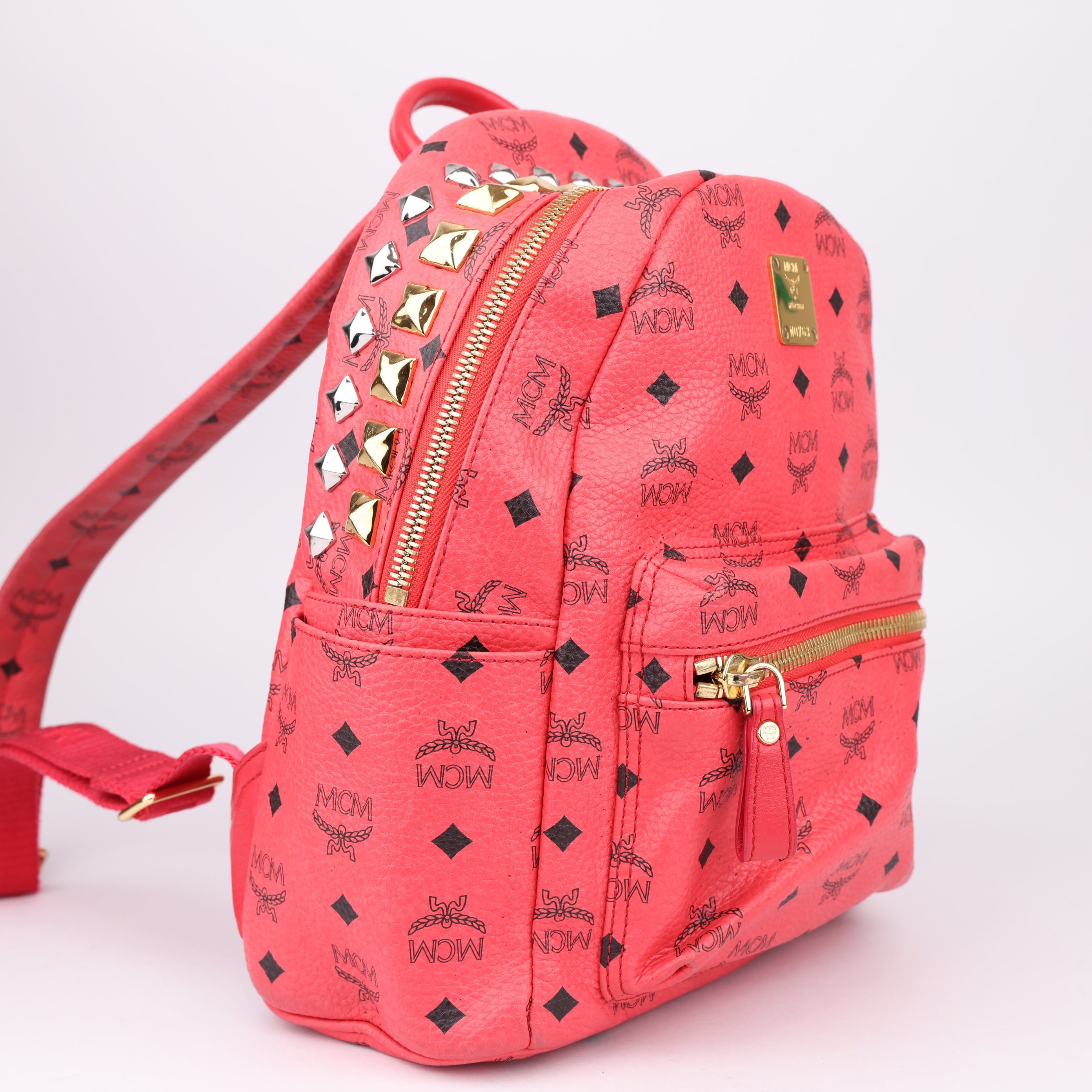 J1560 MCM Mini Studded Visetos Backpack- Pre Owned