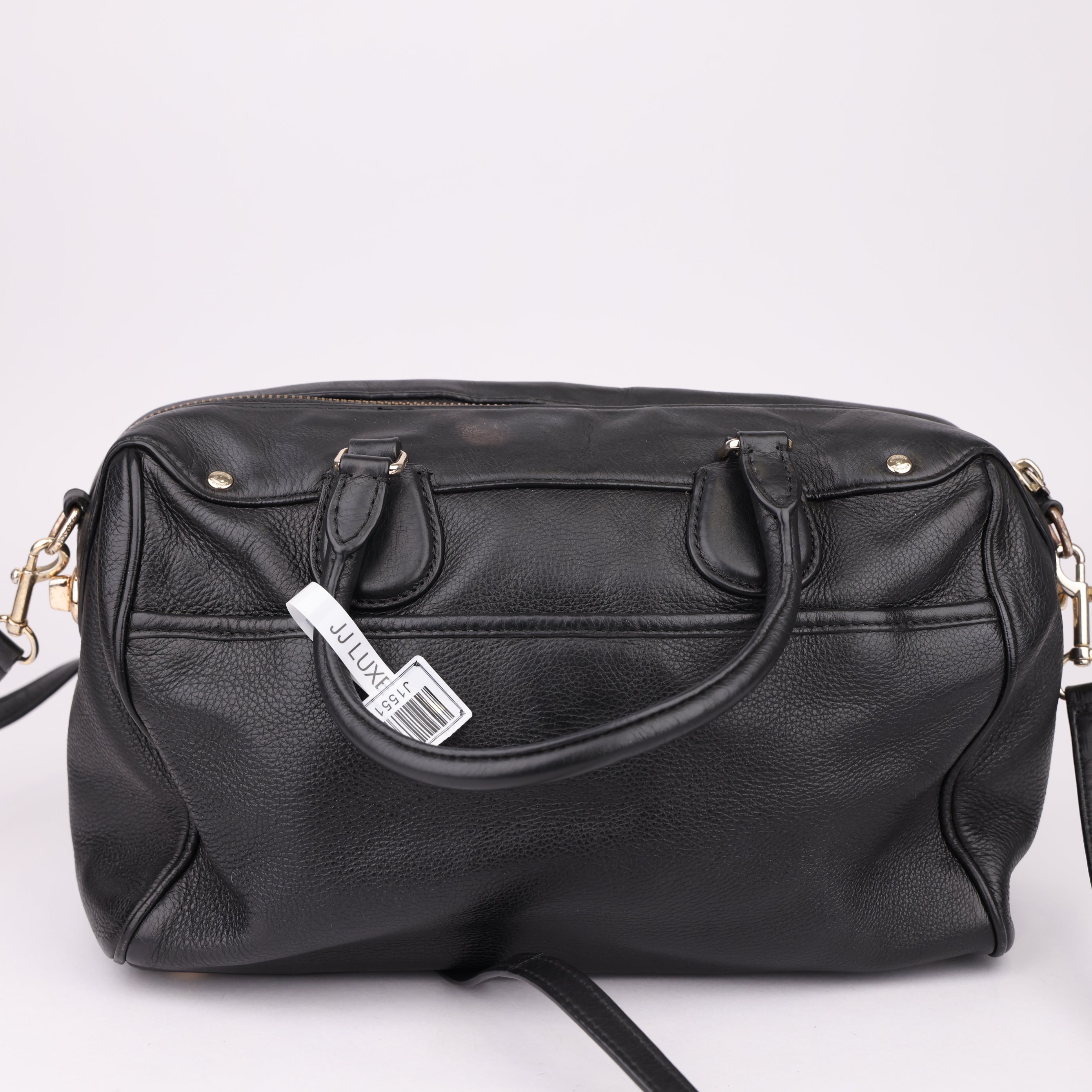 J1551 Coach Leather Boston Bag black Pony-style- Pre Owned